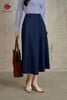 K825 Chân váy Denim dáng dài Indigo phối chỉ nổi Kenosho