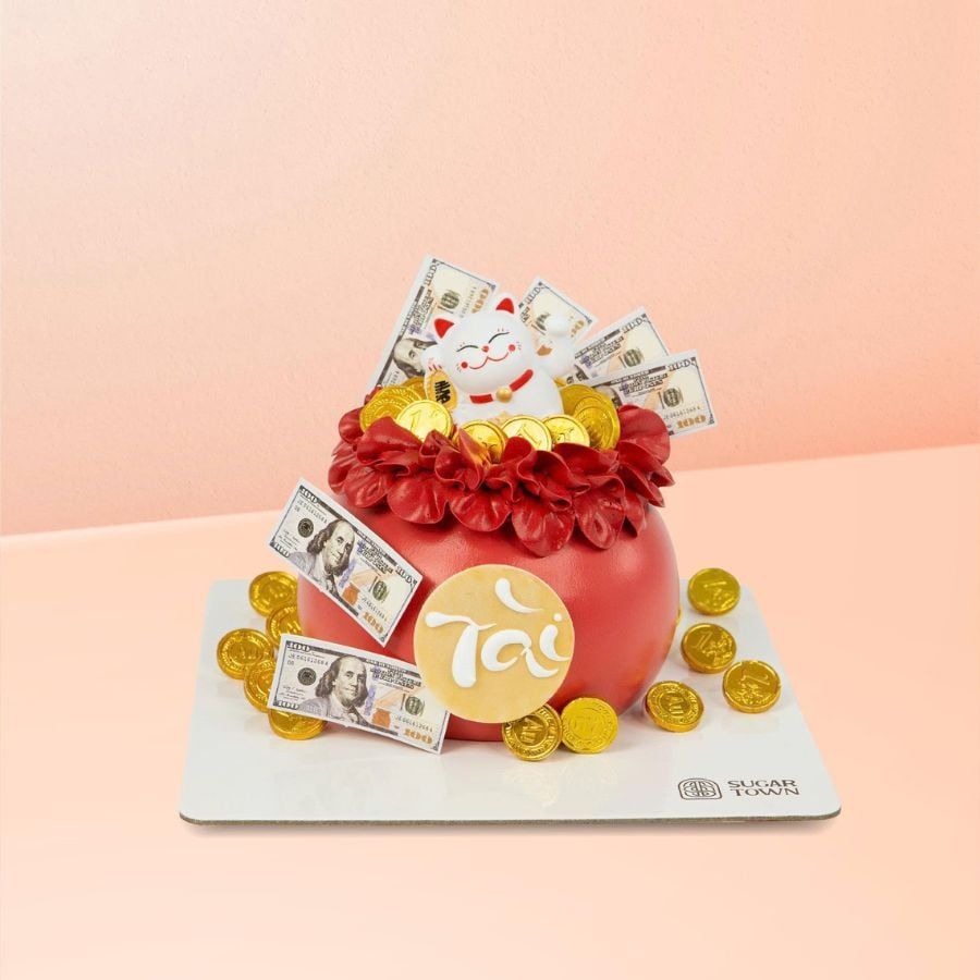  [Pre - Order] Bánh Kem Thần Tài - Mèo Tài Lộc Đỏ 