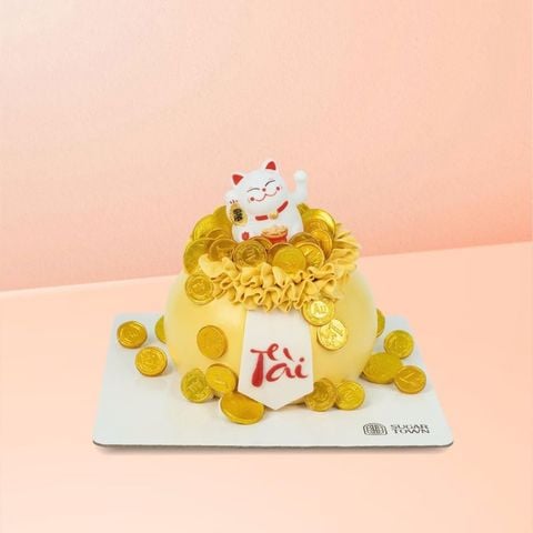 Bánh Kem Thần Tài - Mèo Tài Lộc Vàng