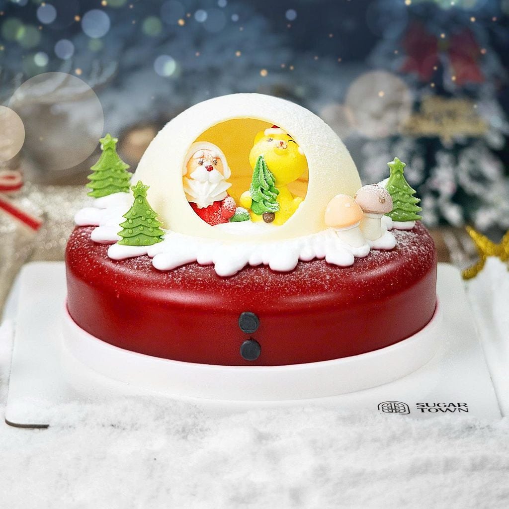  Bánh kem Noel Quả Cầu Tuyết Đỏ 18cm 