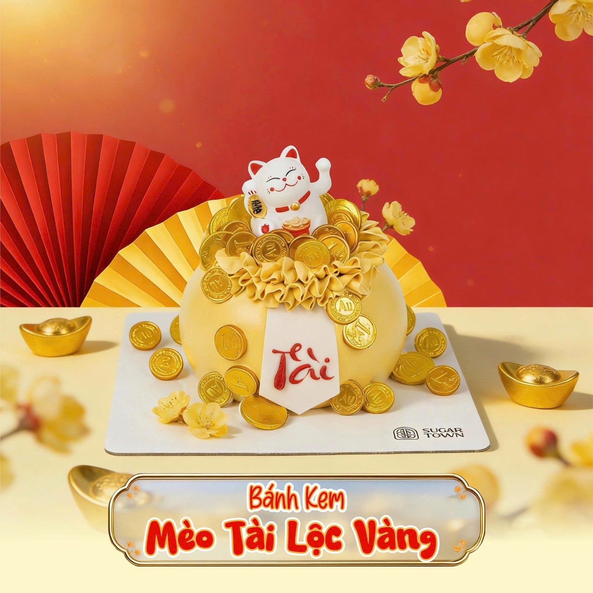  [Pre - Order] Bánh Kem Thần Tài - Mèo Tài Lộc Vàng 