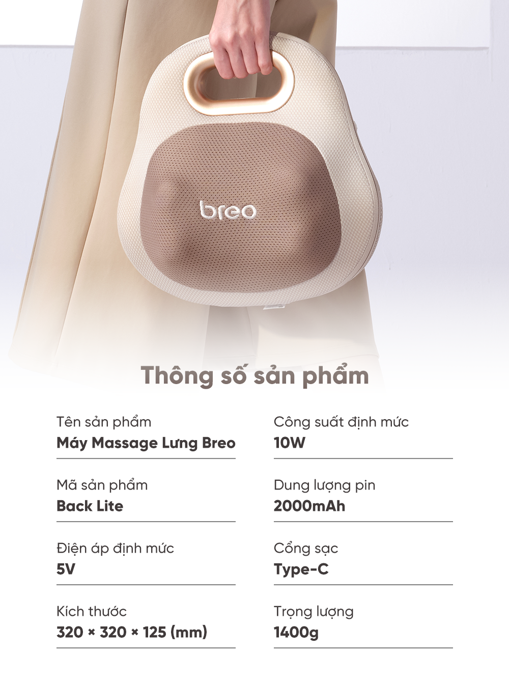  Gối Massage Breo Back Lite 