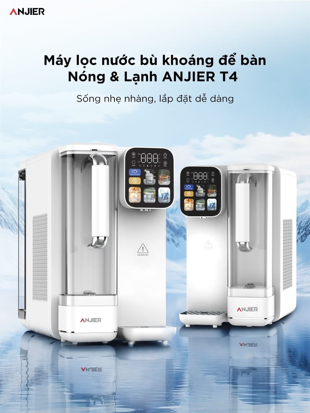  Máy lọc nước bù khoáng nóng & lạnh để bàn ANJIER T4 