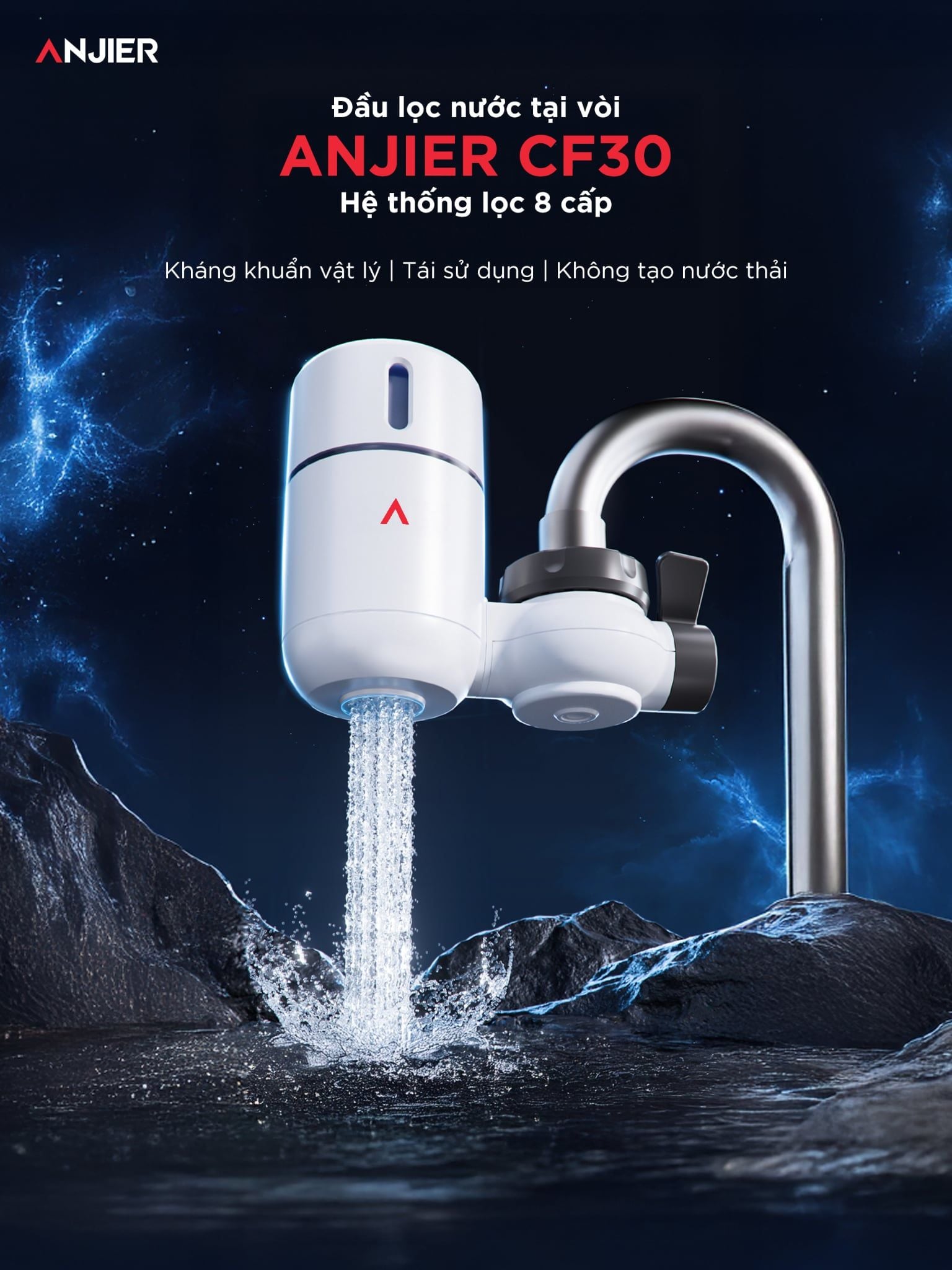  Đầu lọc nước tại vòi ANJIER CF30 