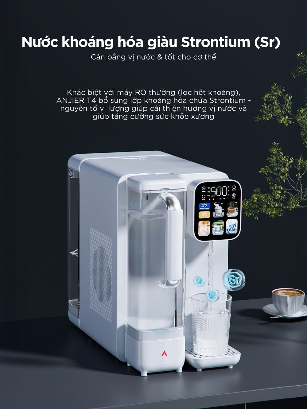  Máy lọc nước bù khoáng nóng & lạnh để bàn ANJIER T4 