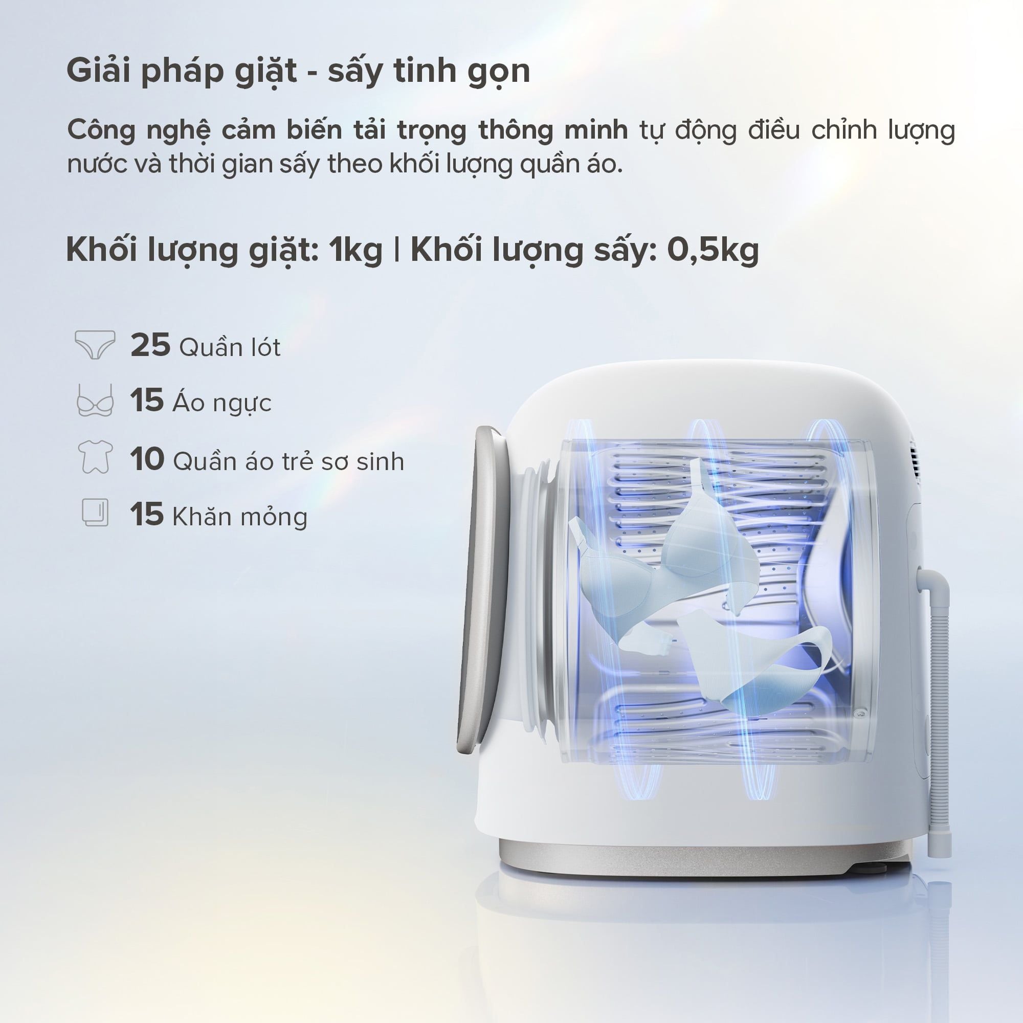 Máy giặt sấy Roborock Zeo Mini – Giặt 1kg, sấy 0.5kg - ảnh 2