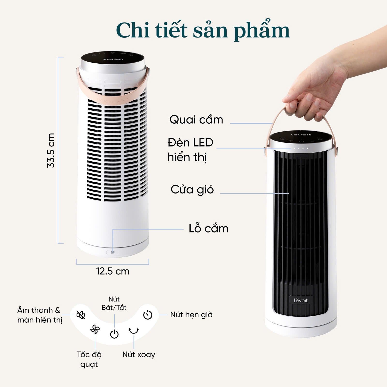  Quạt Tháp Thông Minh Levoit Windi Mini 