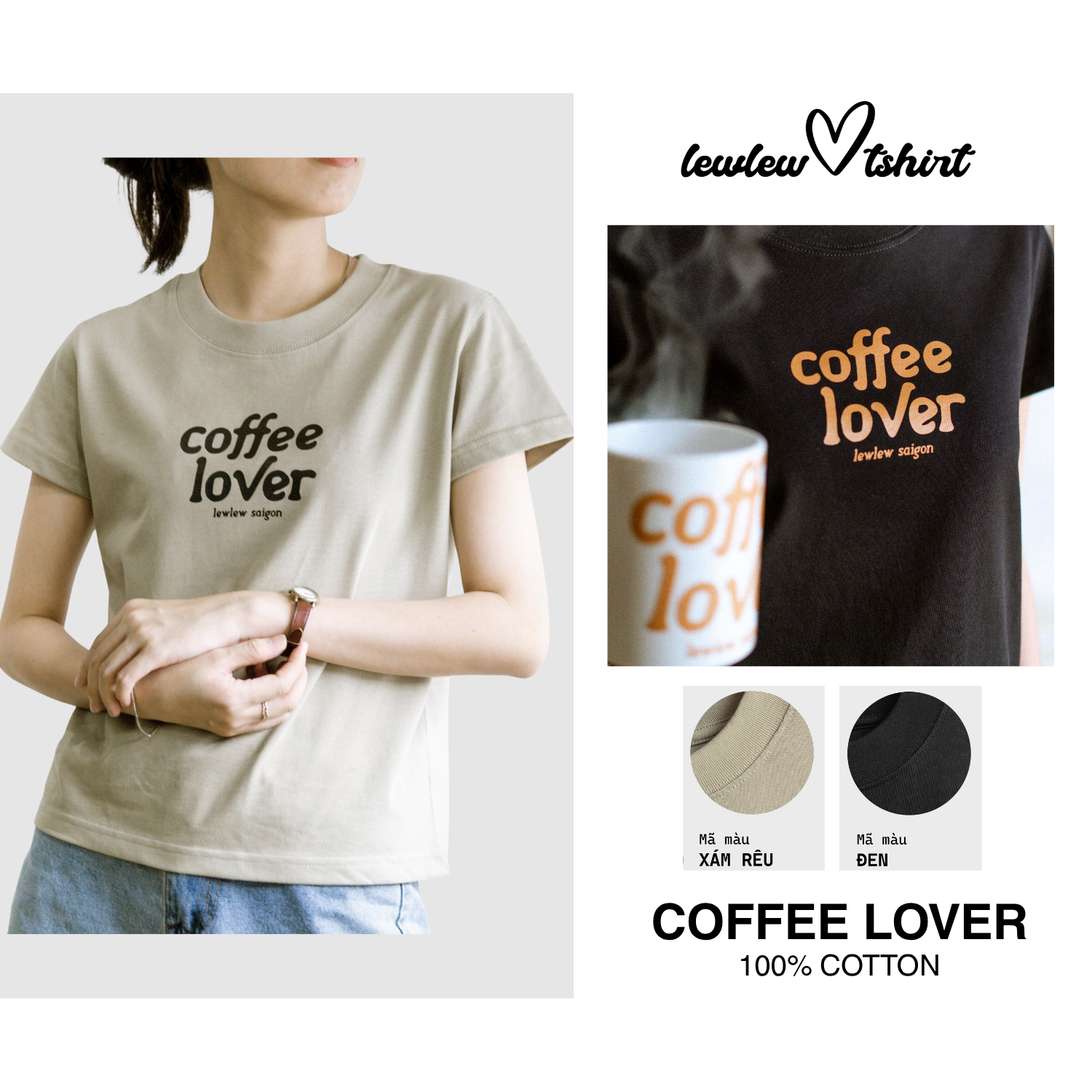 Coffee Lover Xám Rêu T-shirt