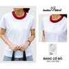 Basic Tee Trắng Cổ Đỏ