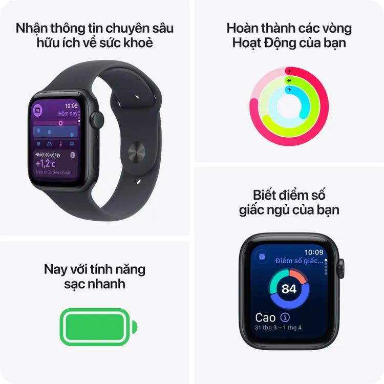  Apple Watch SE 3 44mm Viền nhôm dây cao su 
