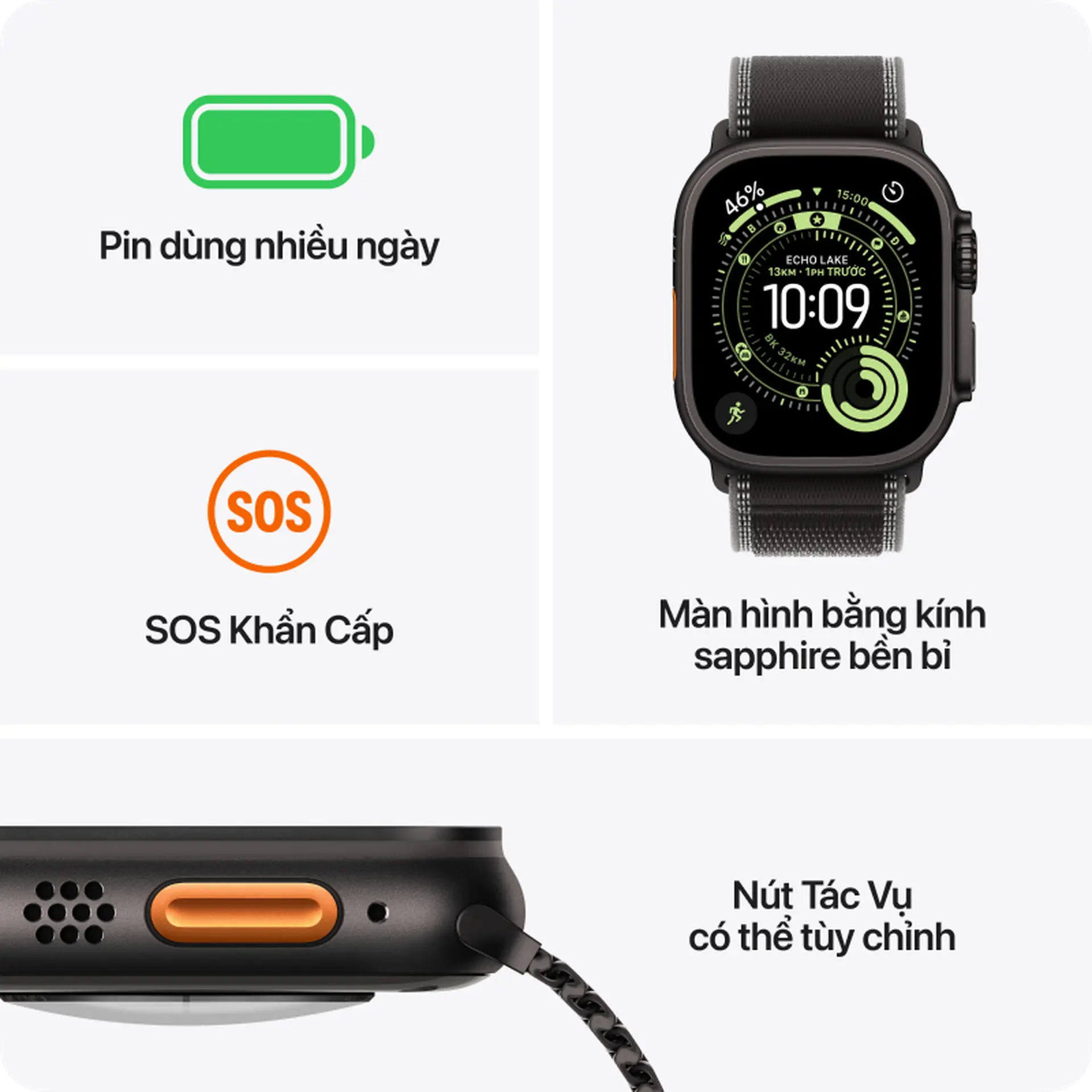  Apple Watch Ultra 3 GPS + Cellular 49mm Viền titan Dây Milanese 