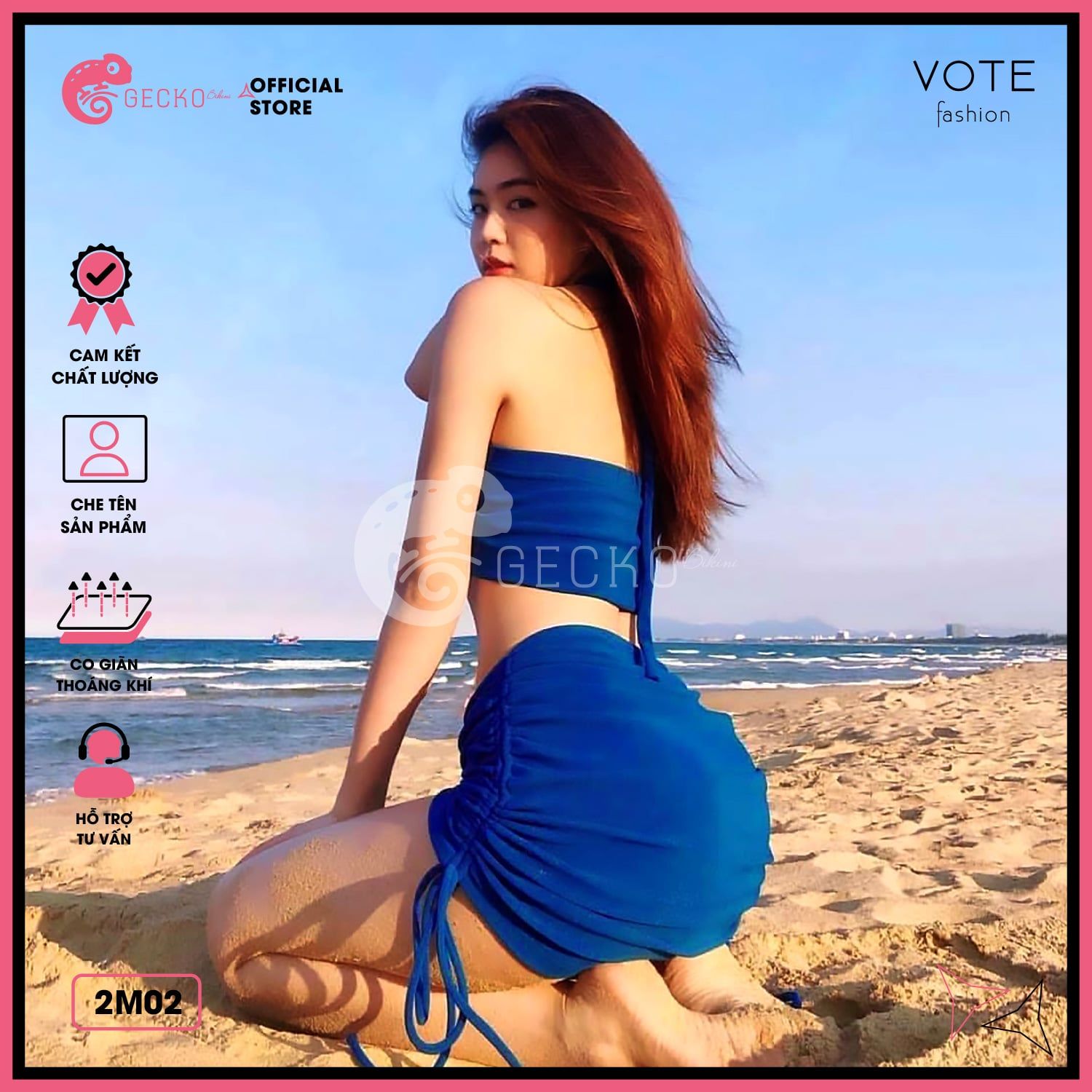  Bikini 2 Mảnh  Áo Bảng To Quần Váy Kín Đáo GECKO 2M02 
