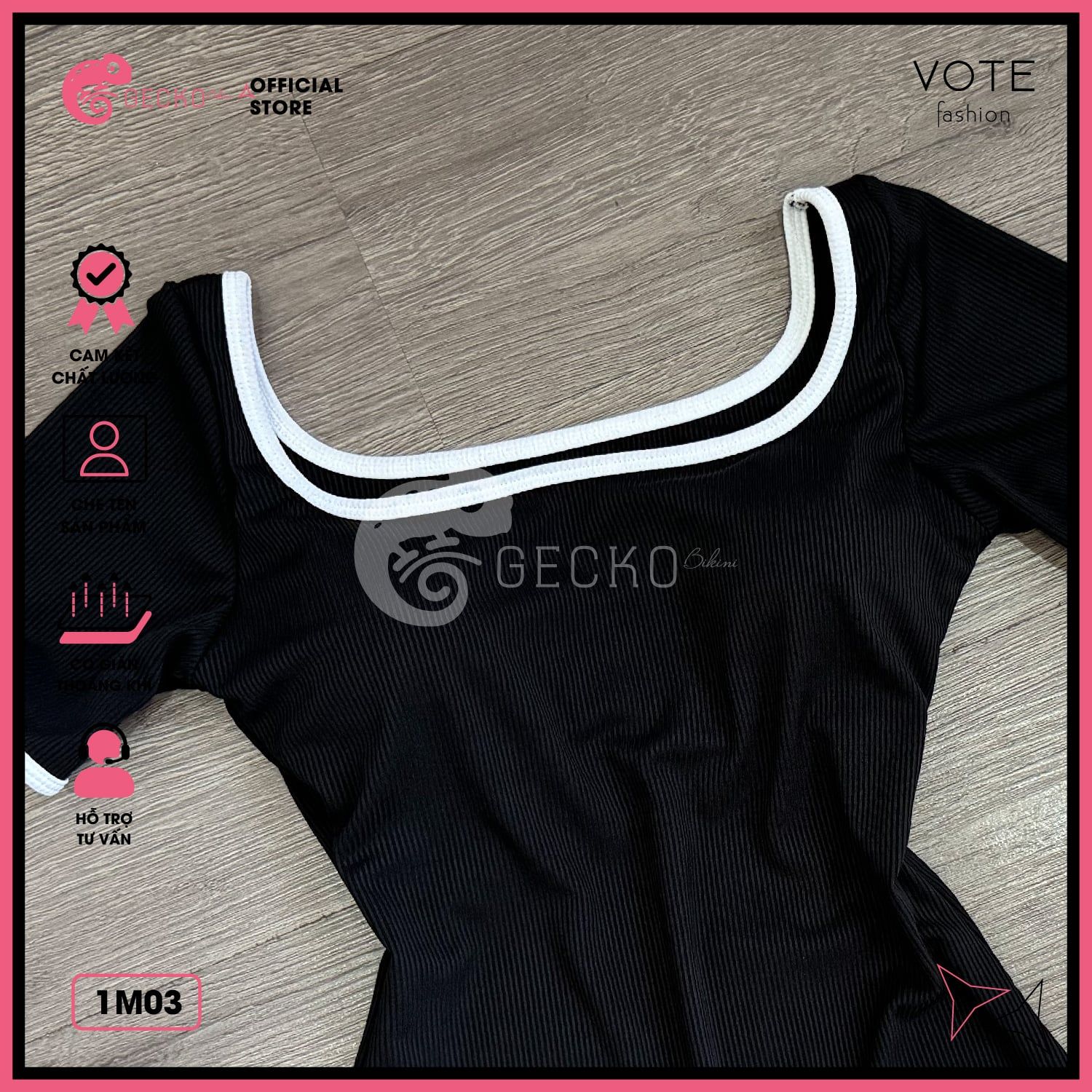  Bikini 1 Mảnh Bodysuit Tay Ngắn Quần Đùi GECKO 1M03 