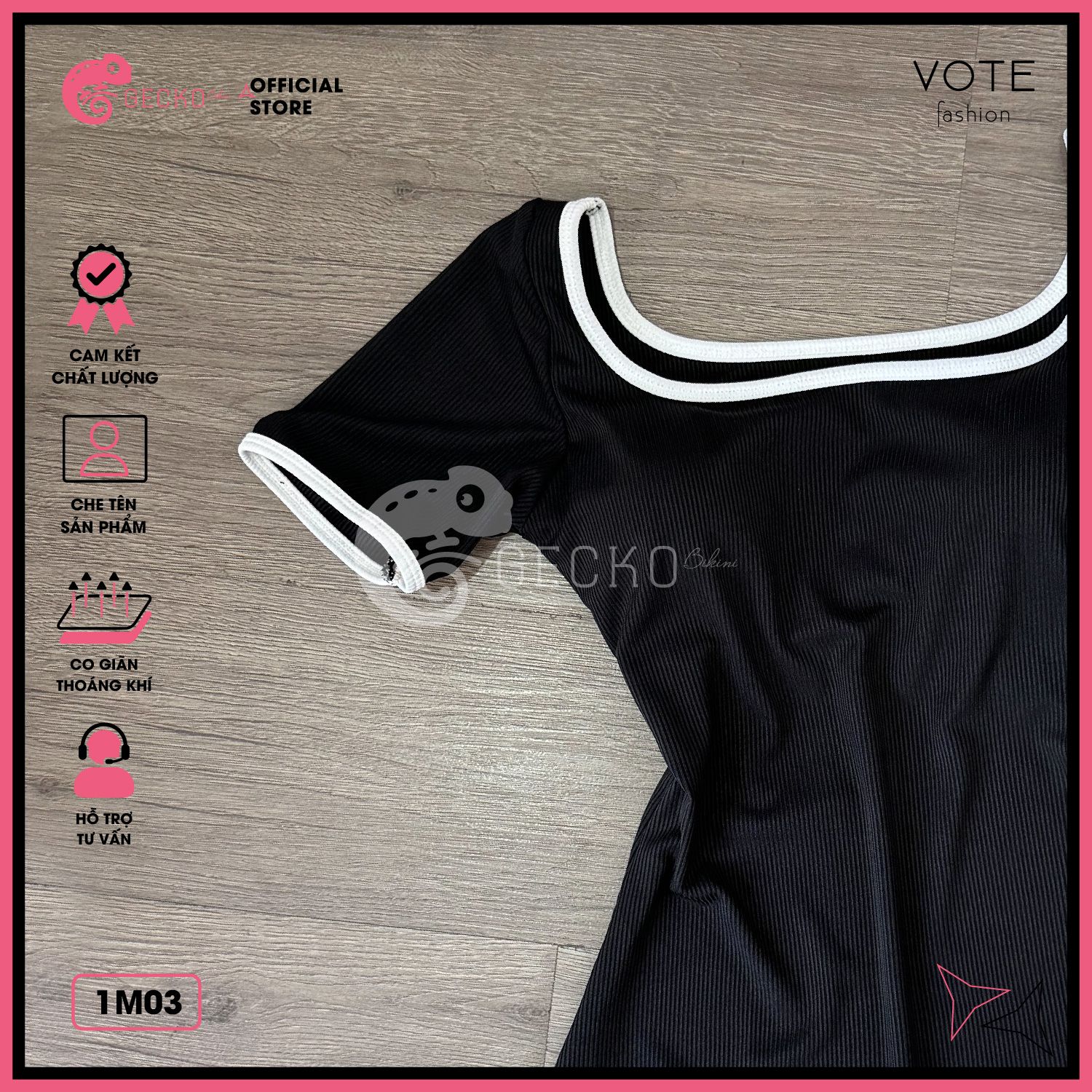  Bikini 1 Mảnh Bodysuit Tay Ngắn Quần Đùi GECKO 1M03 