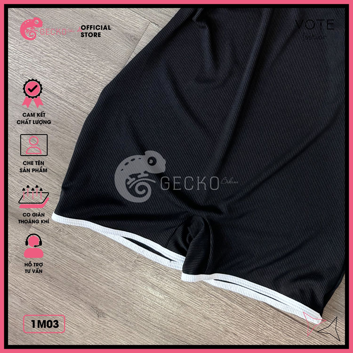  Bikini 1 Mảnh Bodysuit Tay Ngắn Quần Đùi GECKO 1M03 