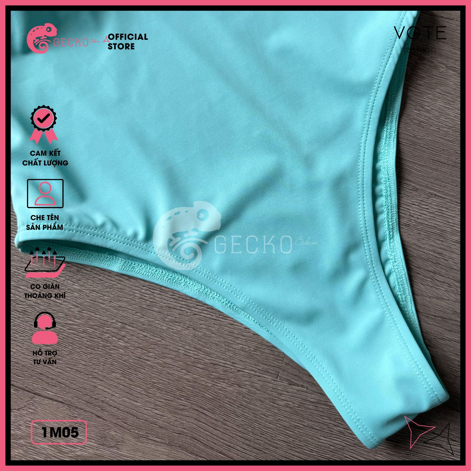 Bikini 1 Mảnh Bèo Trễ Vai Dễ Thương Quần Xẻ Cao GECKO 1M05 