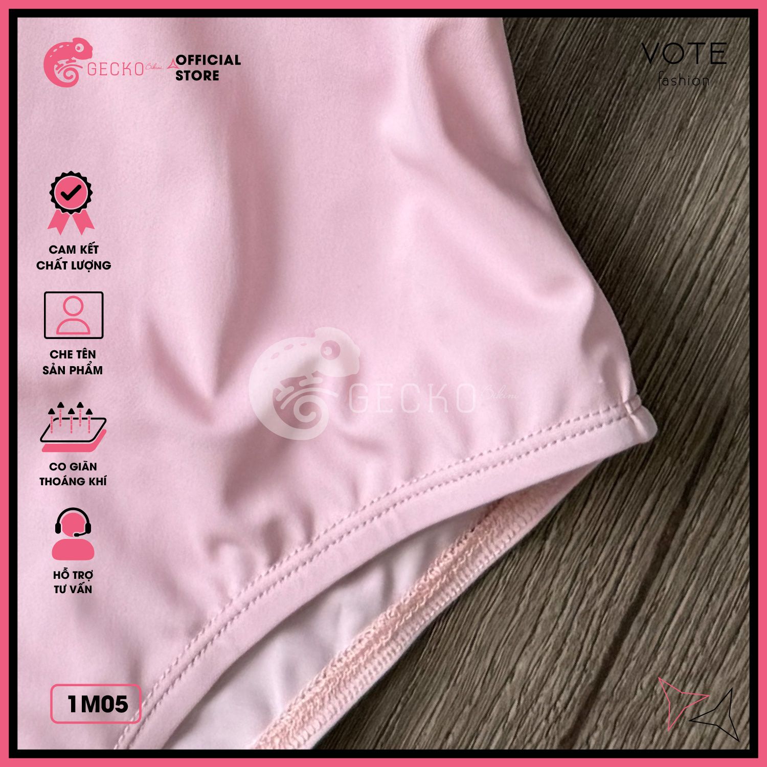  Bikini 1 Mảnh Bèo Trễ Vai Dễ Thương Quần Xẻ Cao GECKO 1M05 