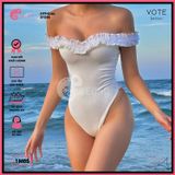  Bikini 1 Mảnh Bèo Trễ Vai Dễ Thương Quần Xẻ Cao GECKO 1M05 