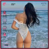  Bikini 1 Mảnh Bèo Trễ Vai Dễ Thương Quần Xẻ Cao GECKO 1M05 