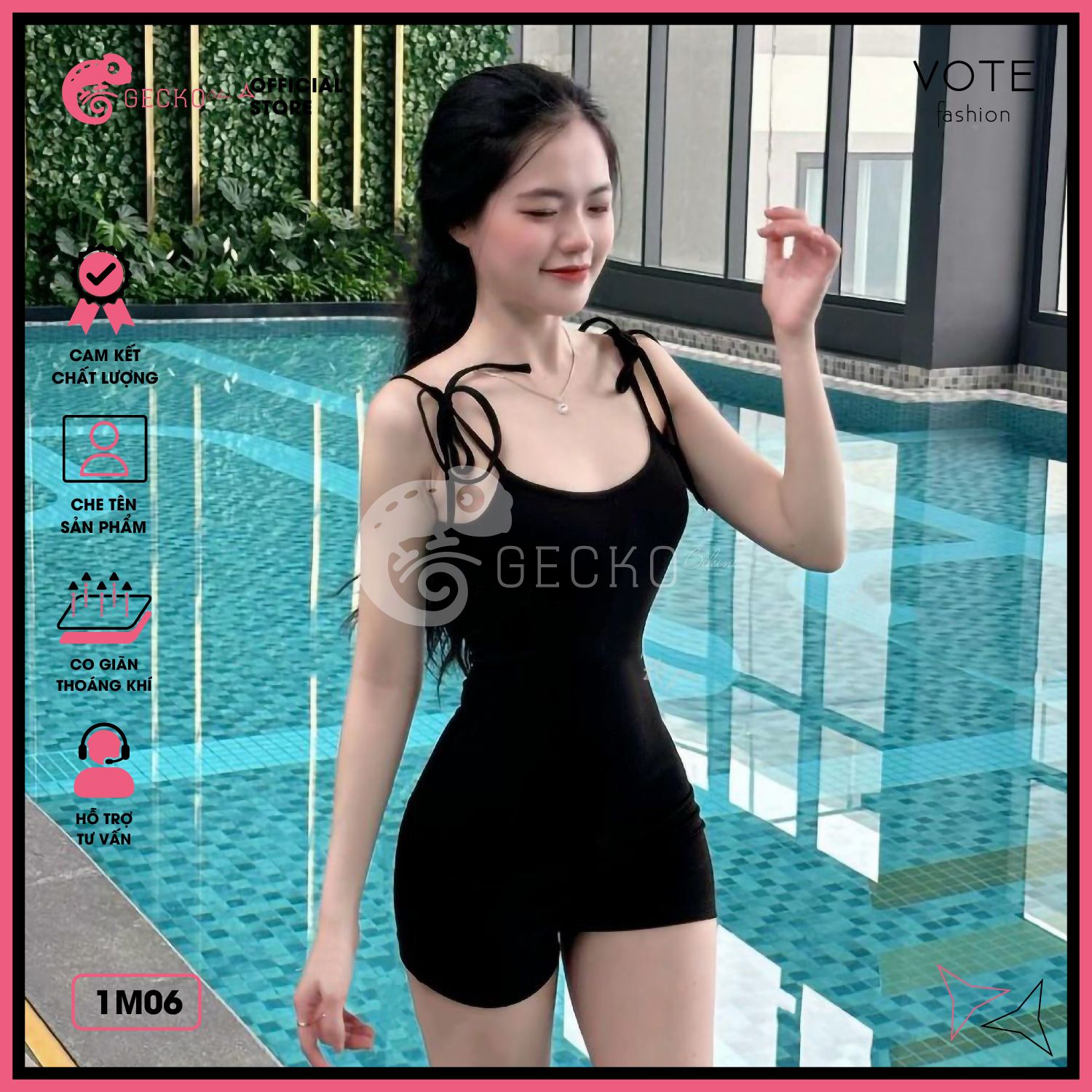  Bikini 1 Mảnh Bodysuit 2 Dây Quần Đùi GECKO 1M06 