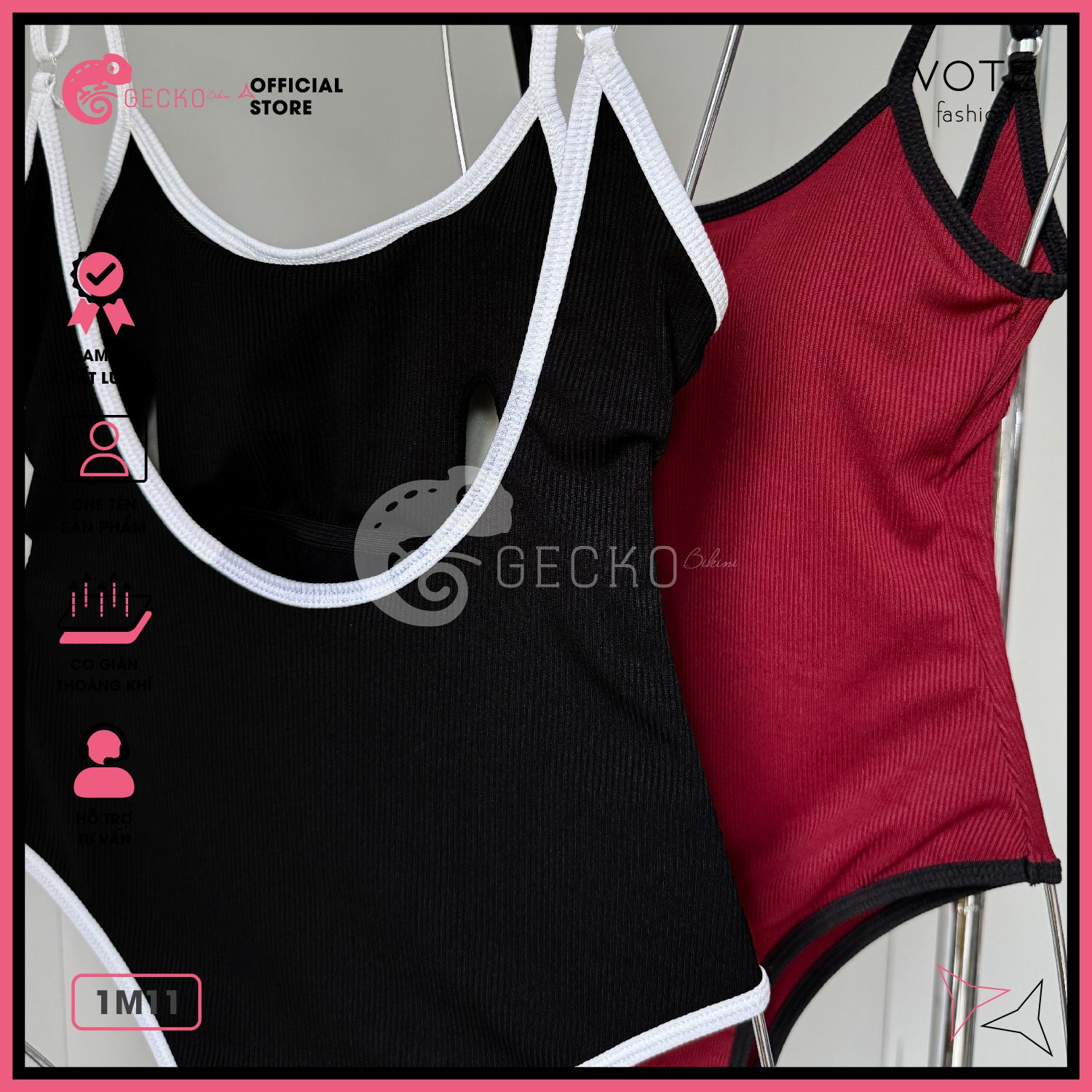  Bikini 1 Mảnh Bodysuit Viền 2 Dây Gợi Cảm GECKO 1M11 
