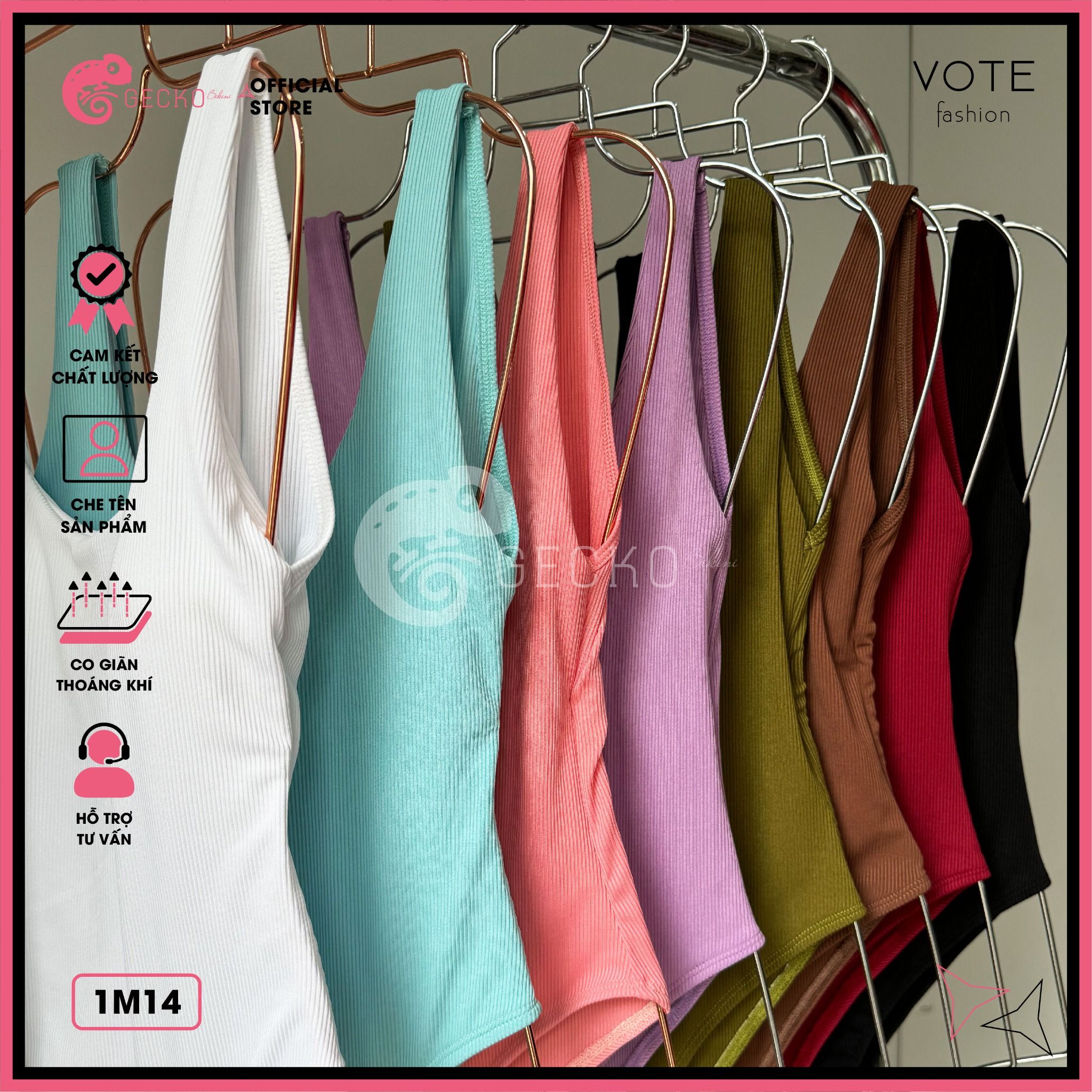  Bikini 1 Mảnh Bodysuit Thun Tăm Cổ U Slay GECKO 1M14 