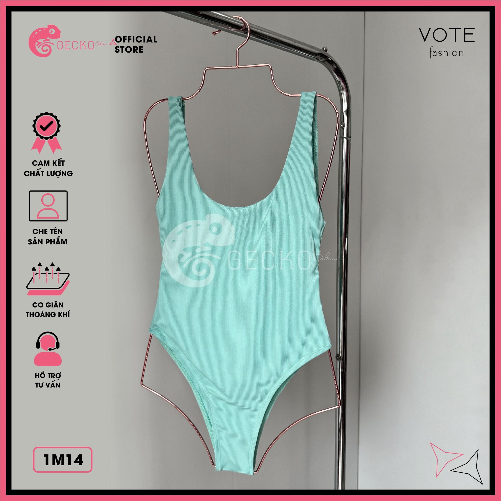  Bikini 1 Mảnh Bodysuit Thun Tăm Cổ U Slay GECKO 1M14 
