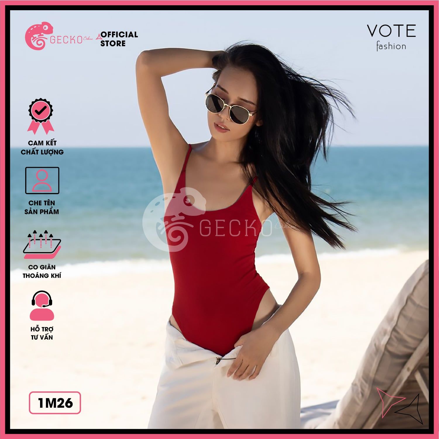  Bikini 1 Mảnh Bodysuit 2 Dây Dễ Thương GECKO 1M26 