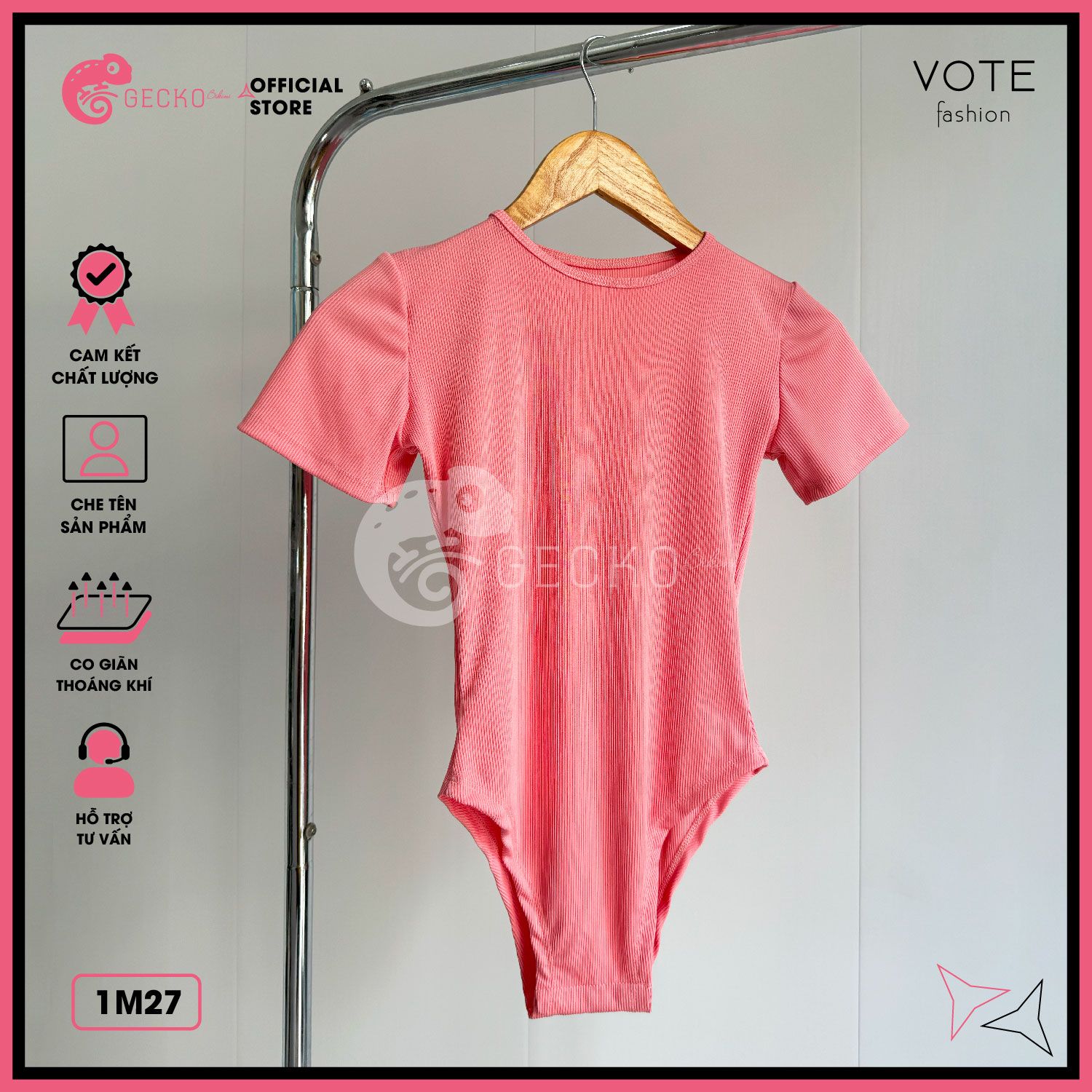  Bikini 1 Mảnh Áo Thun Bodysuit Không Có Mút Tay Ngắn Đáy Chip GECKO 1M27 