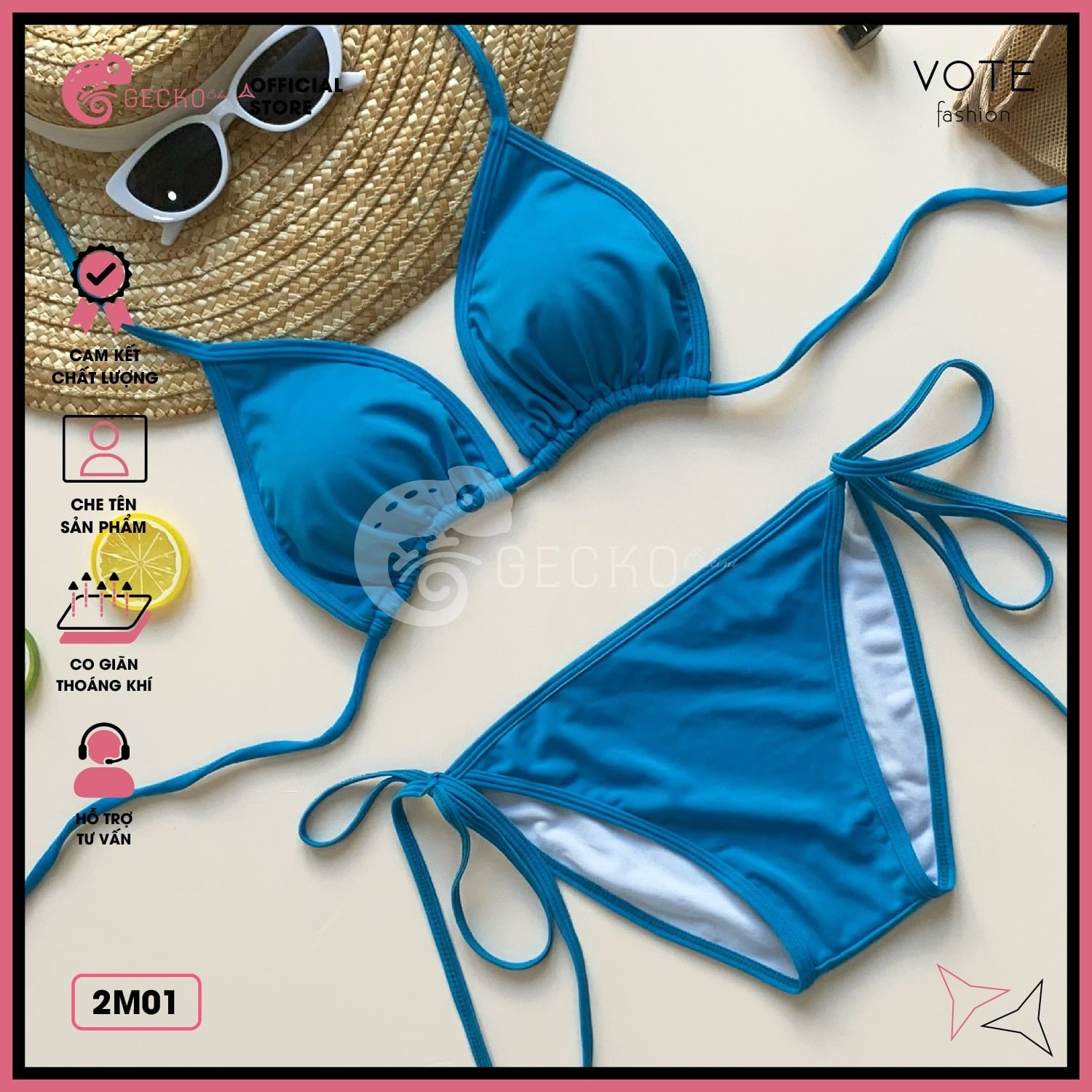 Bikini 2 Mảnh Đơn Giản Màu Xinh Xắn GECKO 2M01 