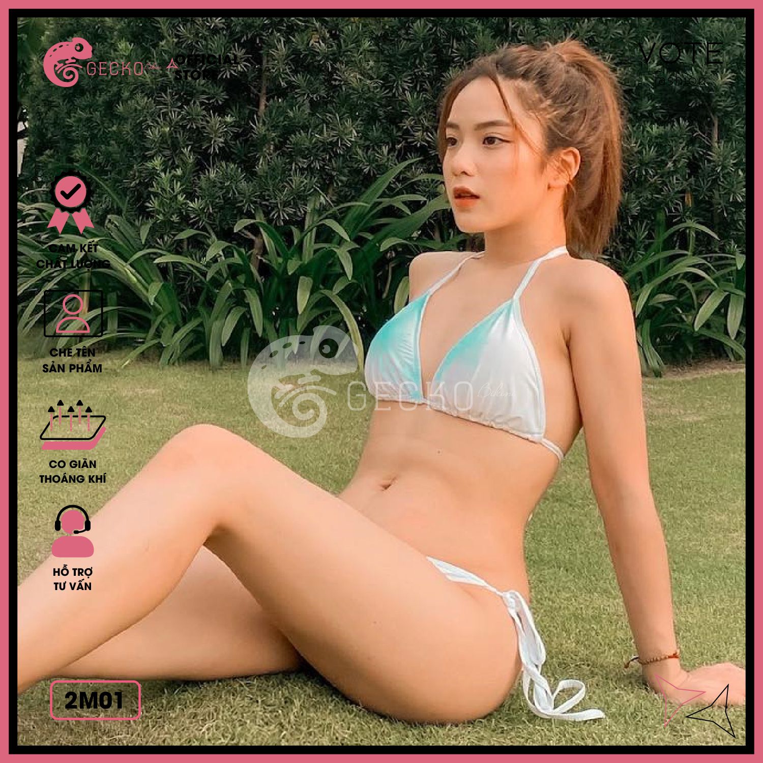  Bikini 2 Mảnh Đơn Giản Màu Xinh Xắn GECKO 2M01 