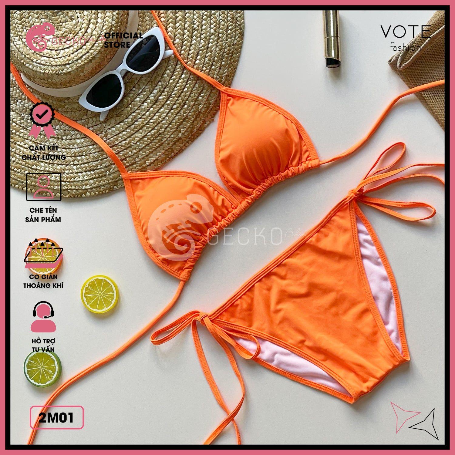  Bikini 2 Mảnh Đơn Giản Màu Xinh Xắn GECKO 2M01 