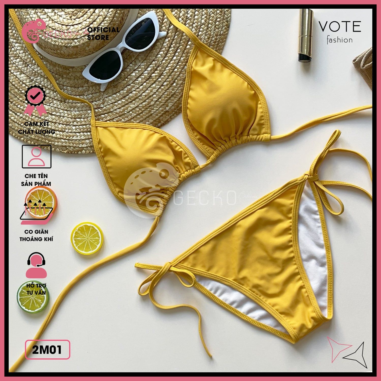  Bikini 2 Mảnh Đơn Giản Màu Xinh Xắn GECKO 2M01 