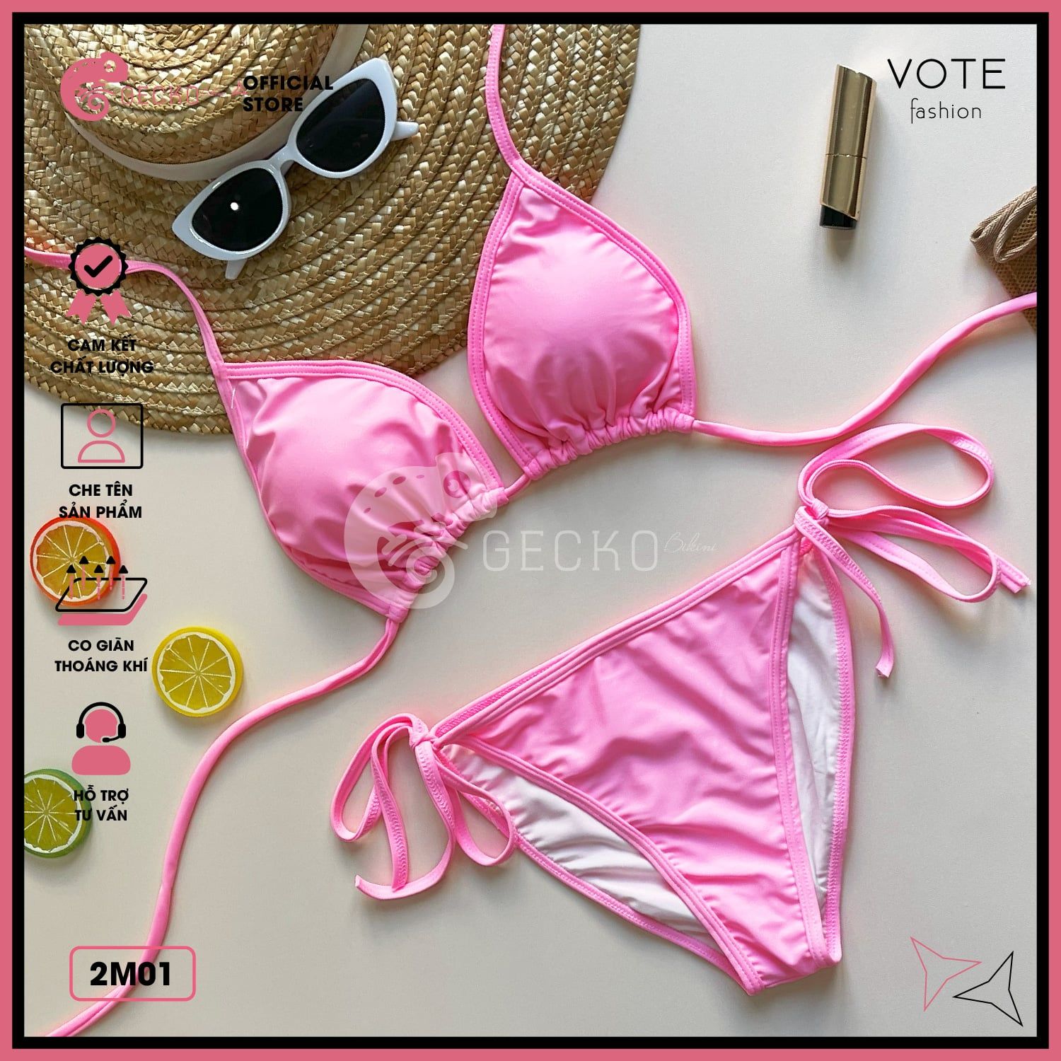  Bikini 2 Mảnh Đơn Giản Màu Xinh Xắn GECKO 2M01 