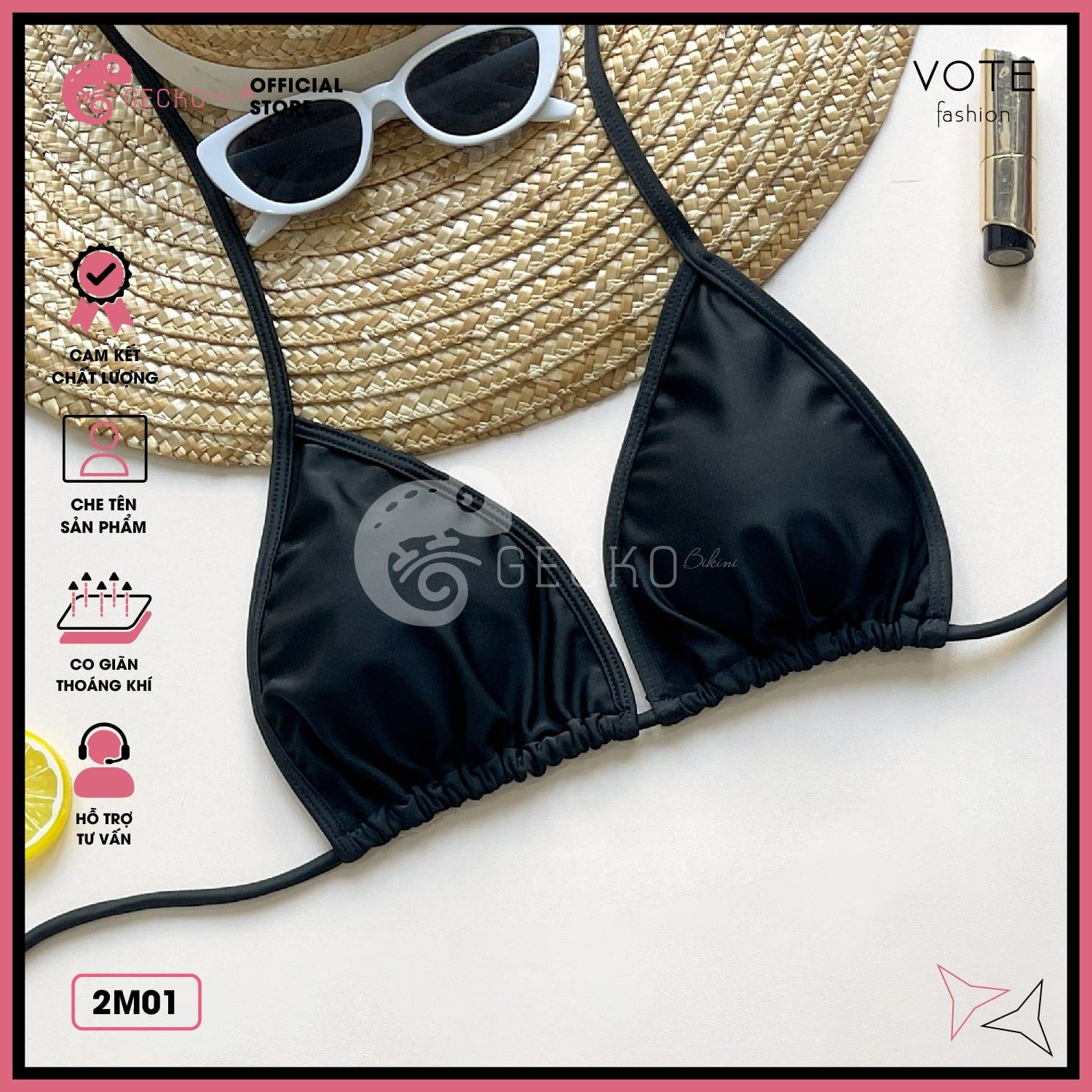 Áo Lẻ Bikini Tam Giác Trắng Đen GECKO 2M01-AL 