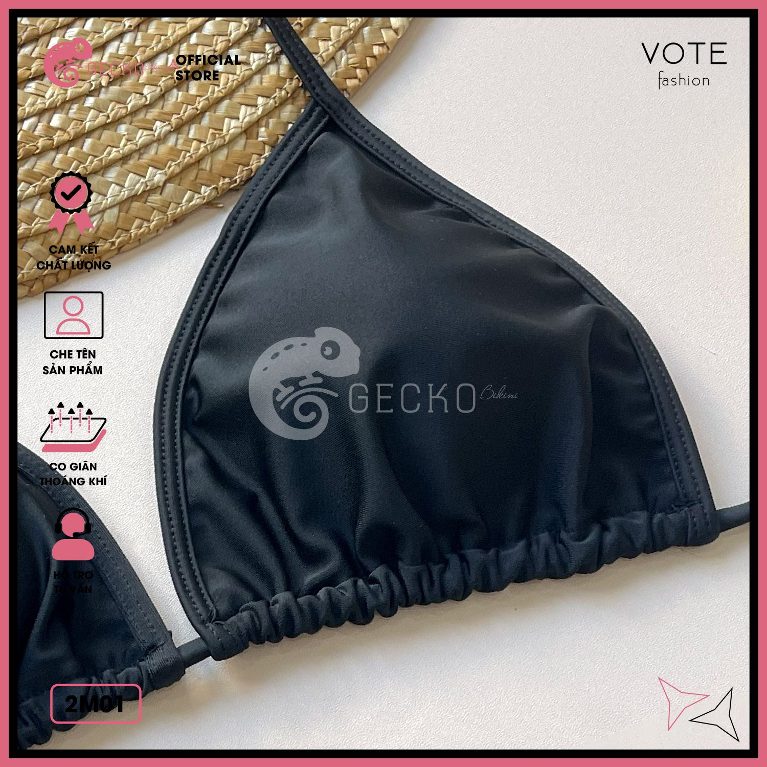  Áo Lẻ Bikini Tam Giác Trắng Đen GECKO 2M01-AL 