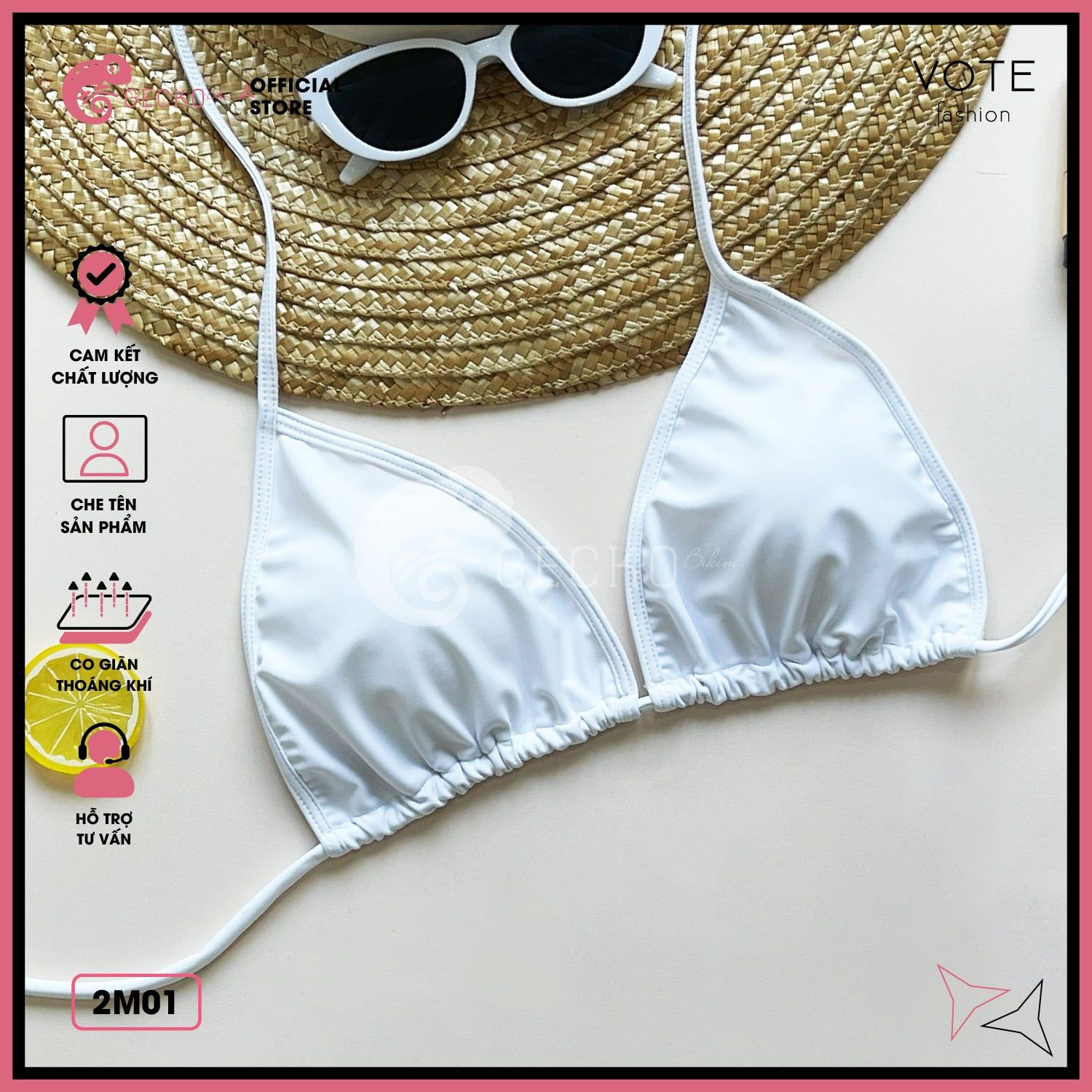  Áo Lẻ Bikini Tam Giác Trắng Đen GECKO 2M01-AL 