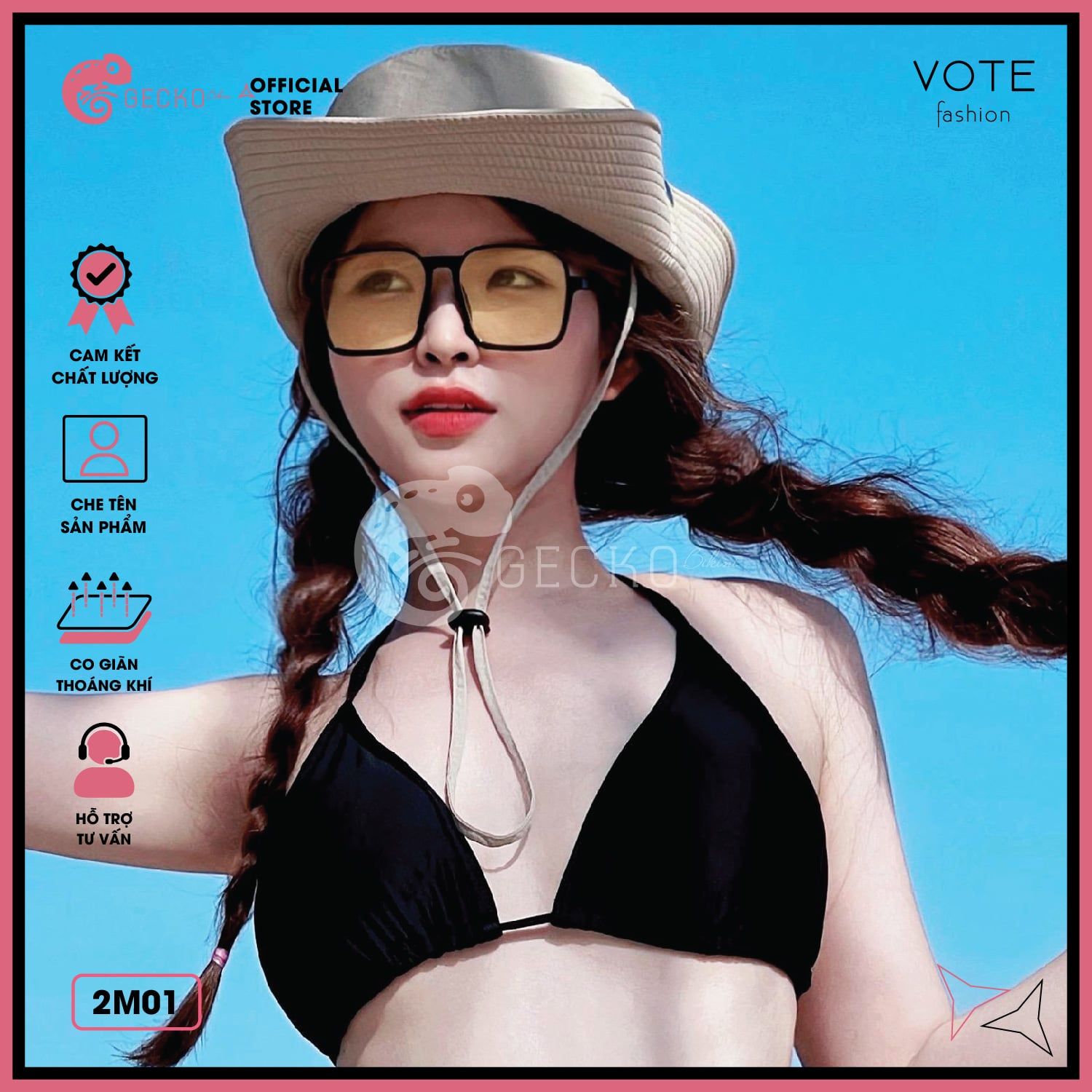  Áo Lẻ Bikini Tam Giác Trắng Đen GECKO 2M01-AL 