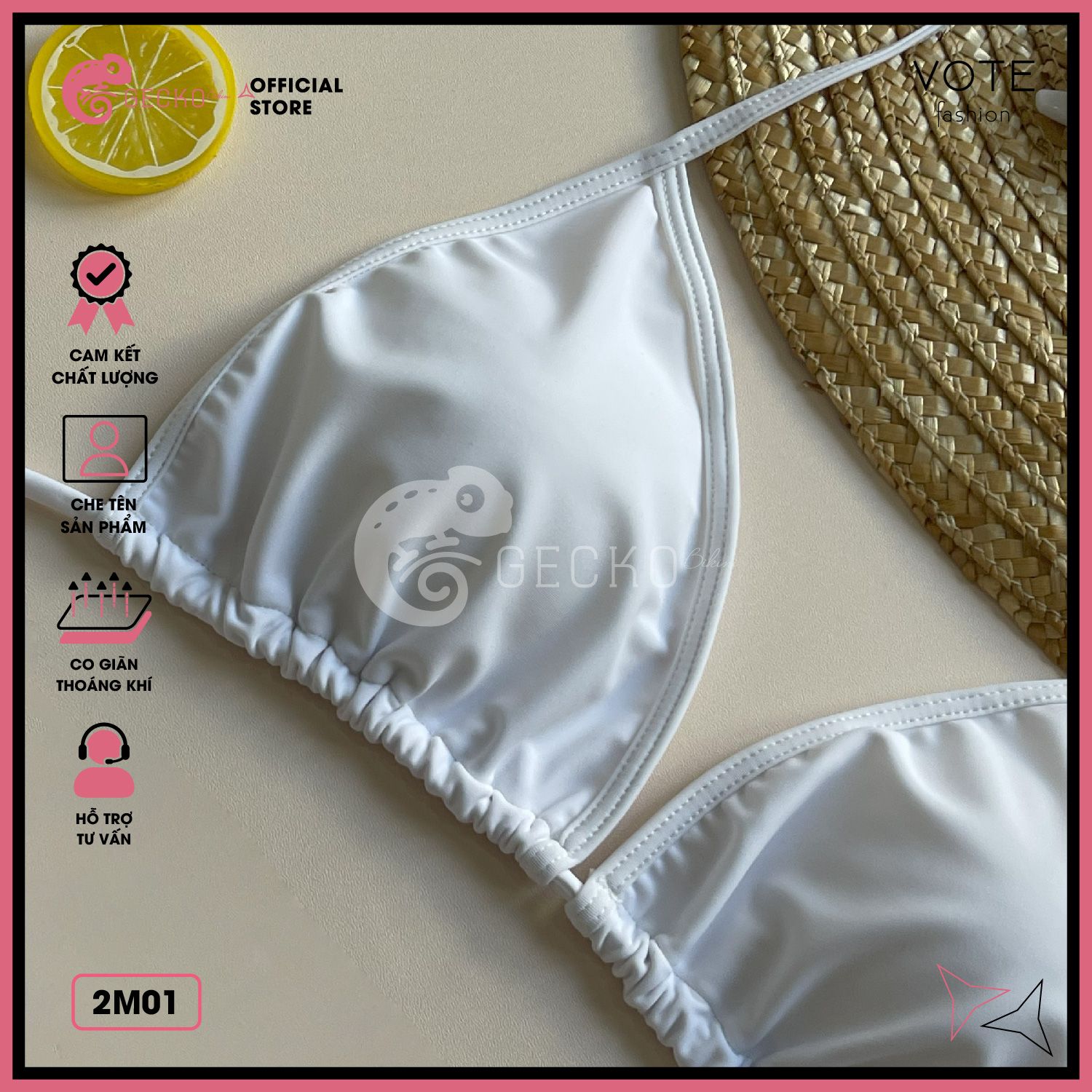  Áo Lẻ Bikini Tam Giác Trắng Đen GECKO 2M01-AL 