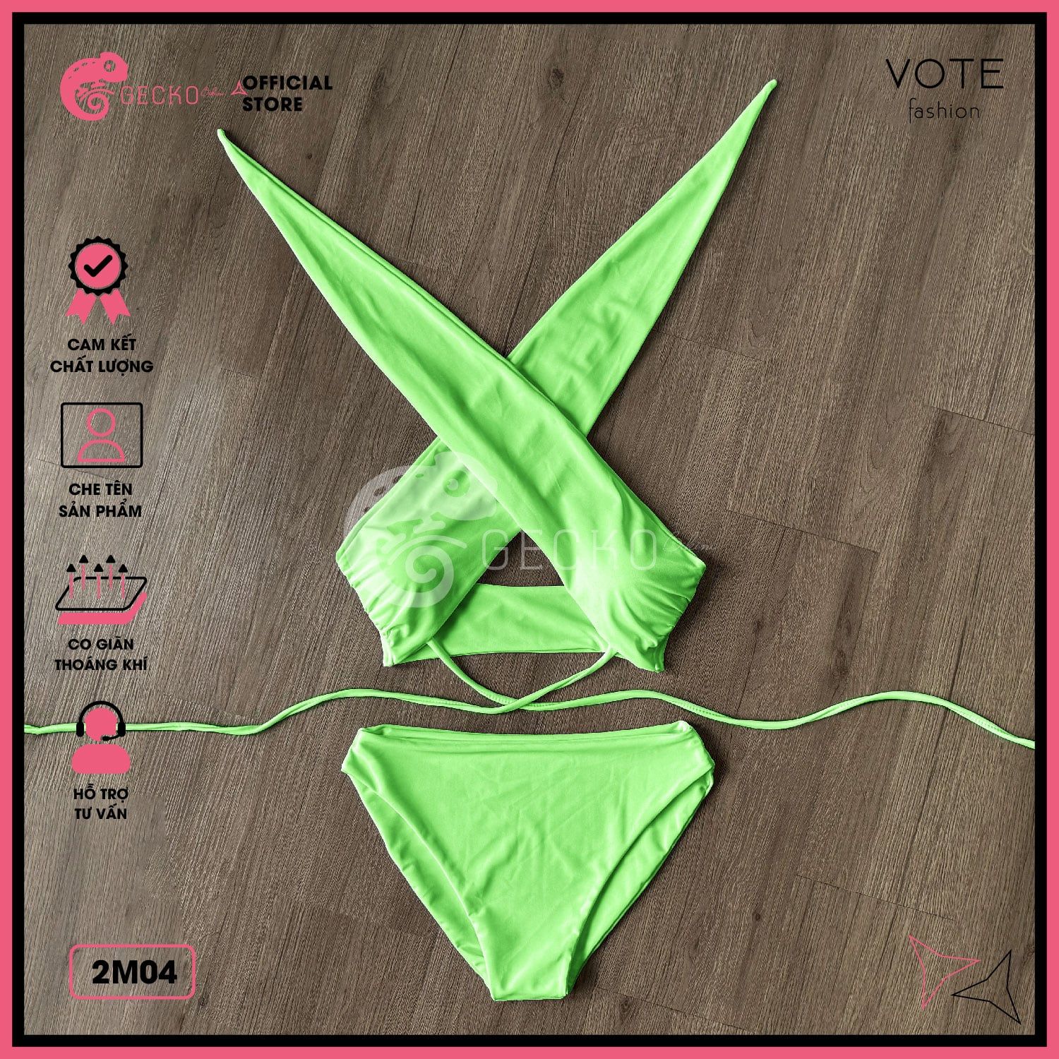 Bikini 2 Mảnh Màu Nâu Chocolate Áo Bảng To GECKO 2M04 
