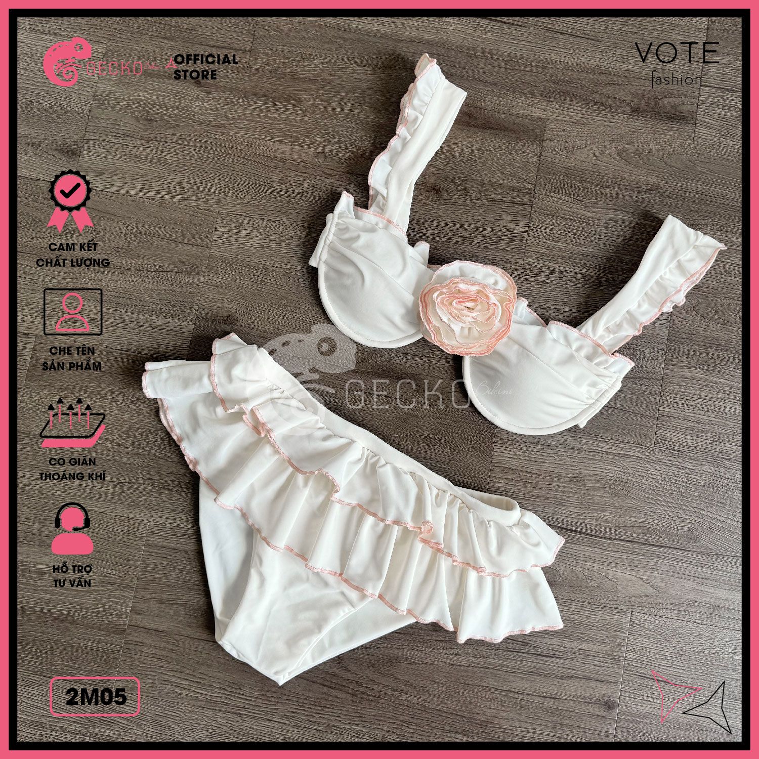  Bikini 2 Mảnh Bèo Hoa Hồng Xinh Xắn GECKO 2M05 