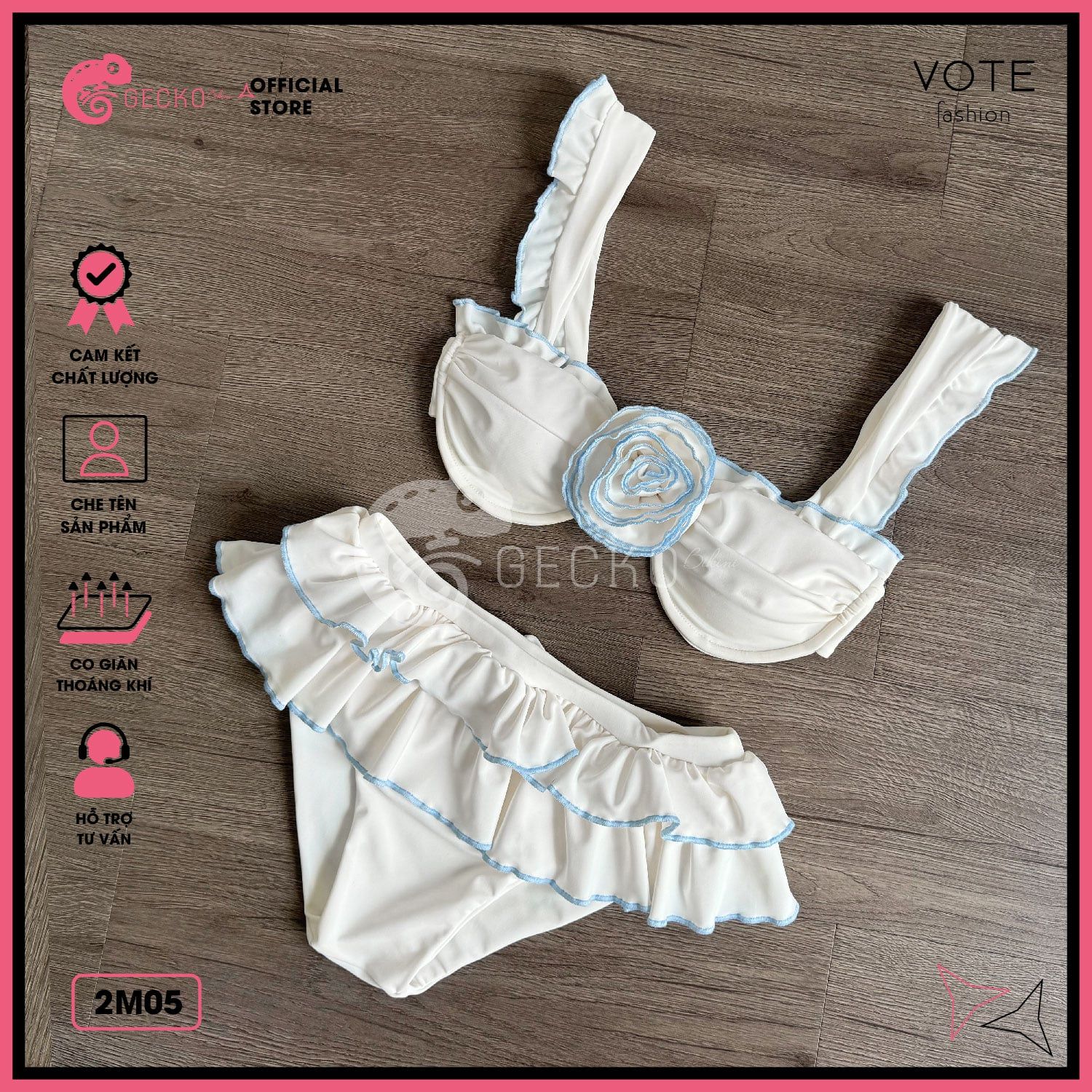  Bikini 2 Mảnh Bèo Hoa Hồng Xinh Xắn GECKO 2M05 