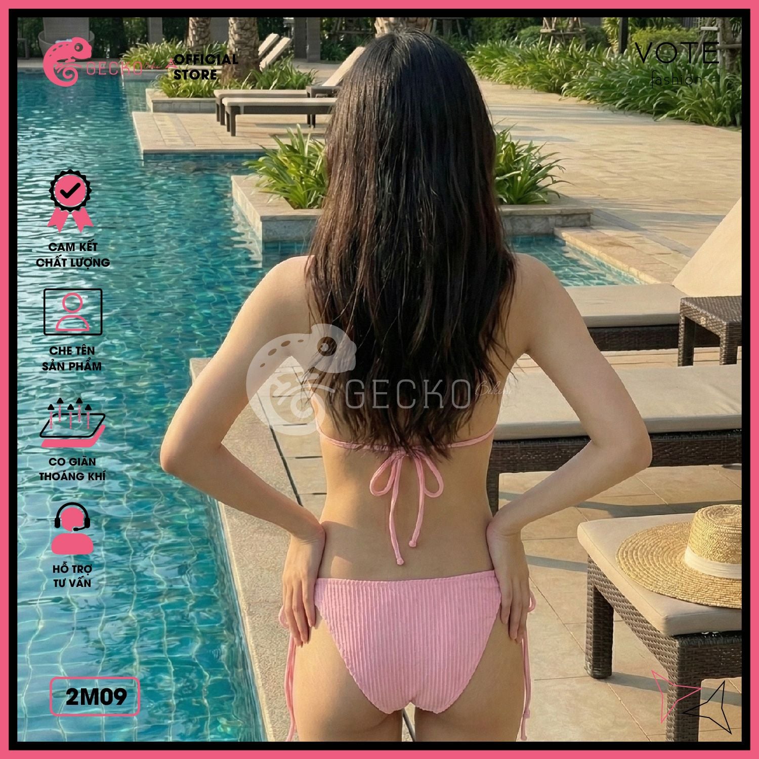  Bikini 2 Mảnh Tam Giác Xốp Mix 3 Khoen Charm Gợi Cảm GECKO 2M09 