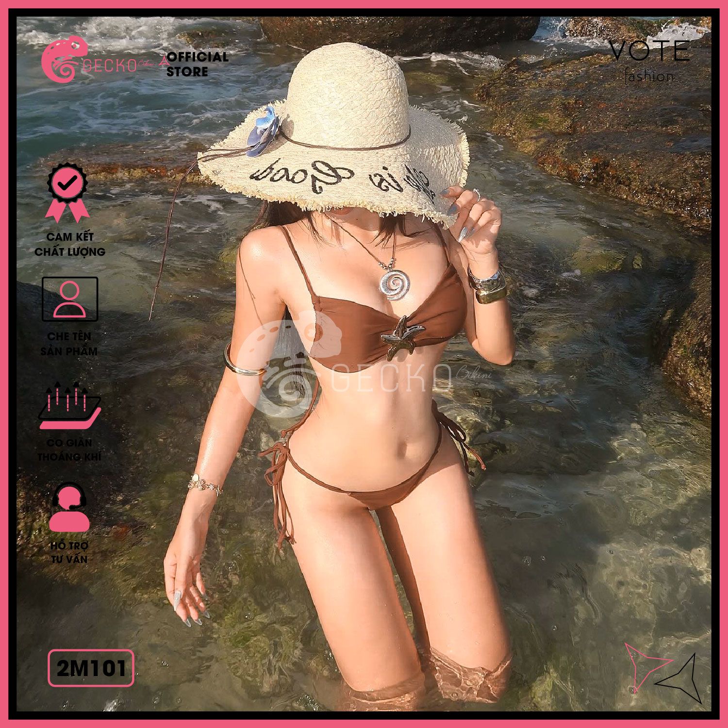  Bikini 2 Mảnh Cúp Phối Khoen Ngôi Sao Cute GECKO 2M101 