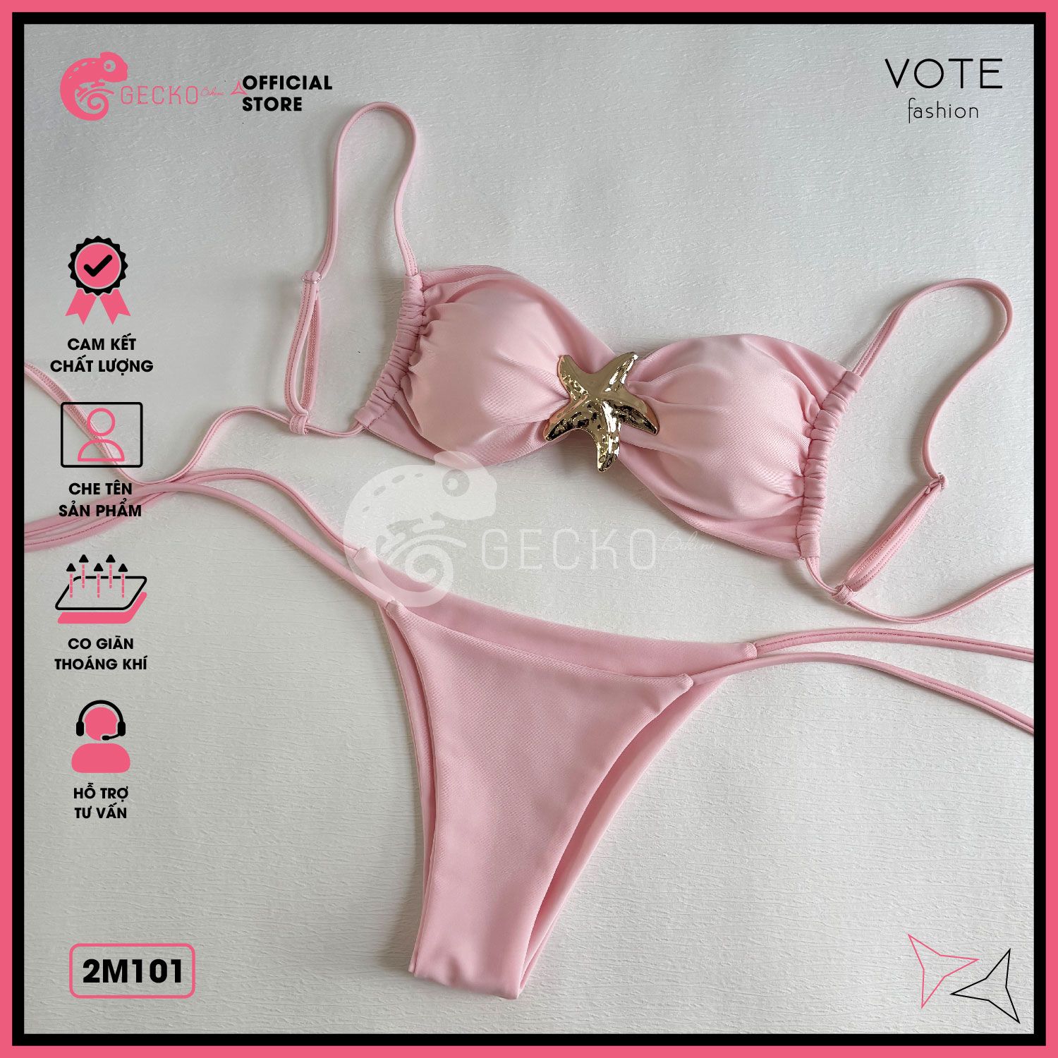  Bikini 2 Mảnh Cúp Phối Khoen Ngôi Sao Cute GECKO 2M101 