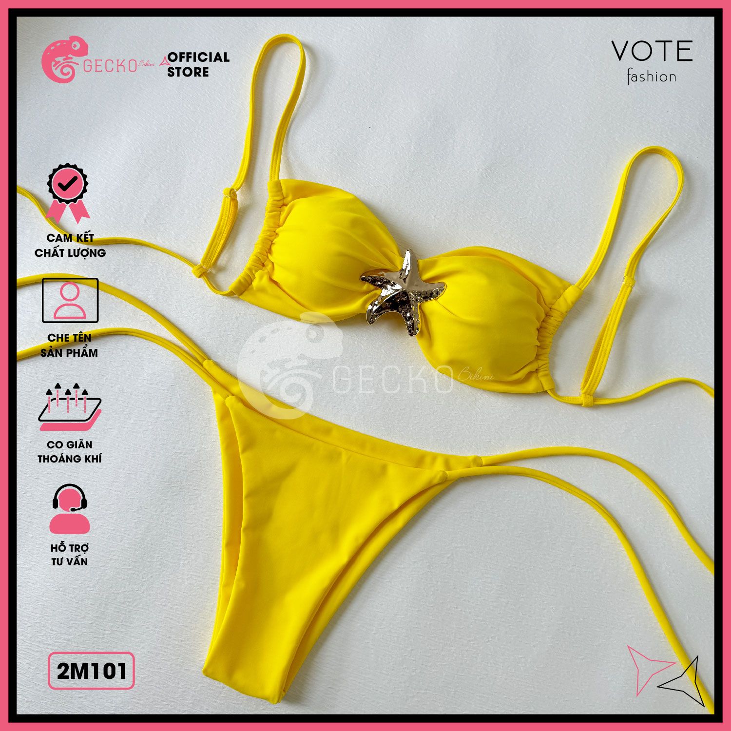 Bikini 2 Mảnh Cúp Phối Khoen Ngôi Sao Cute GECKO 2M101 