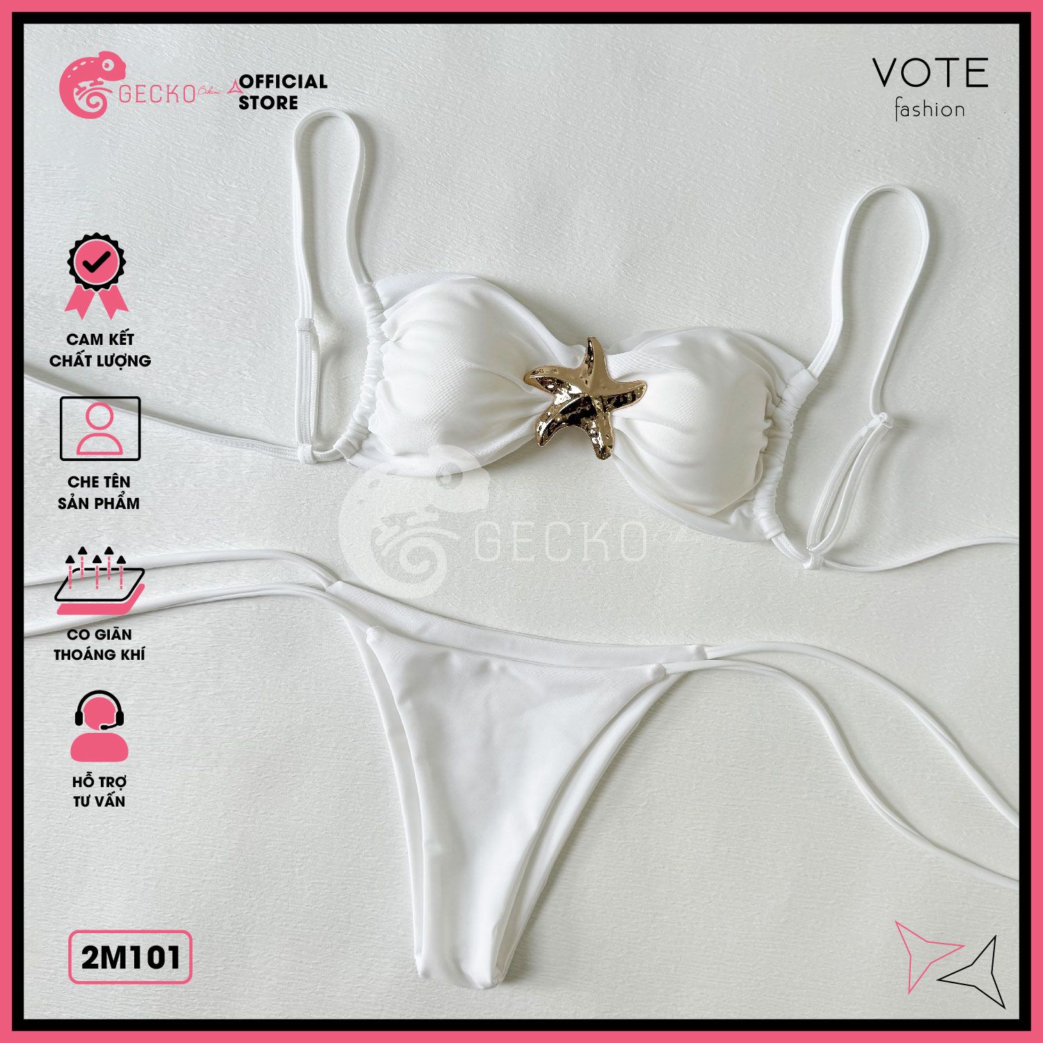  Bikini 2 Mảnh Cúp Phối Khoen Ngôi Sao Cute GECKO 2M101 