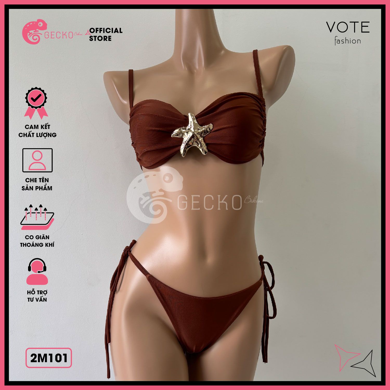  Bikini 2 Mảnh Cúp Phối Khoen Ngôi Sao Cute GECKO 2M101 