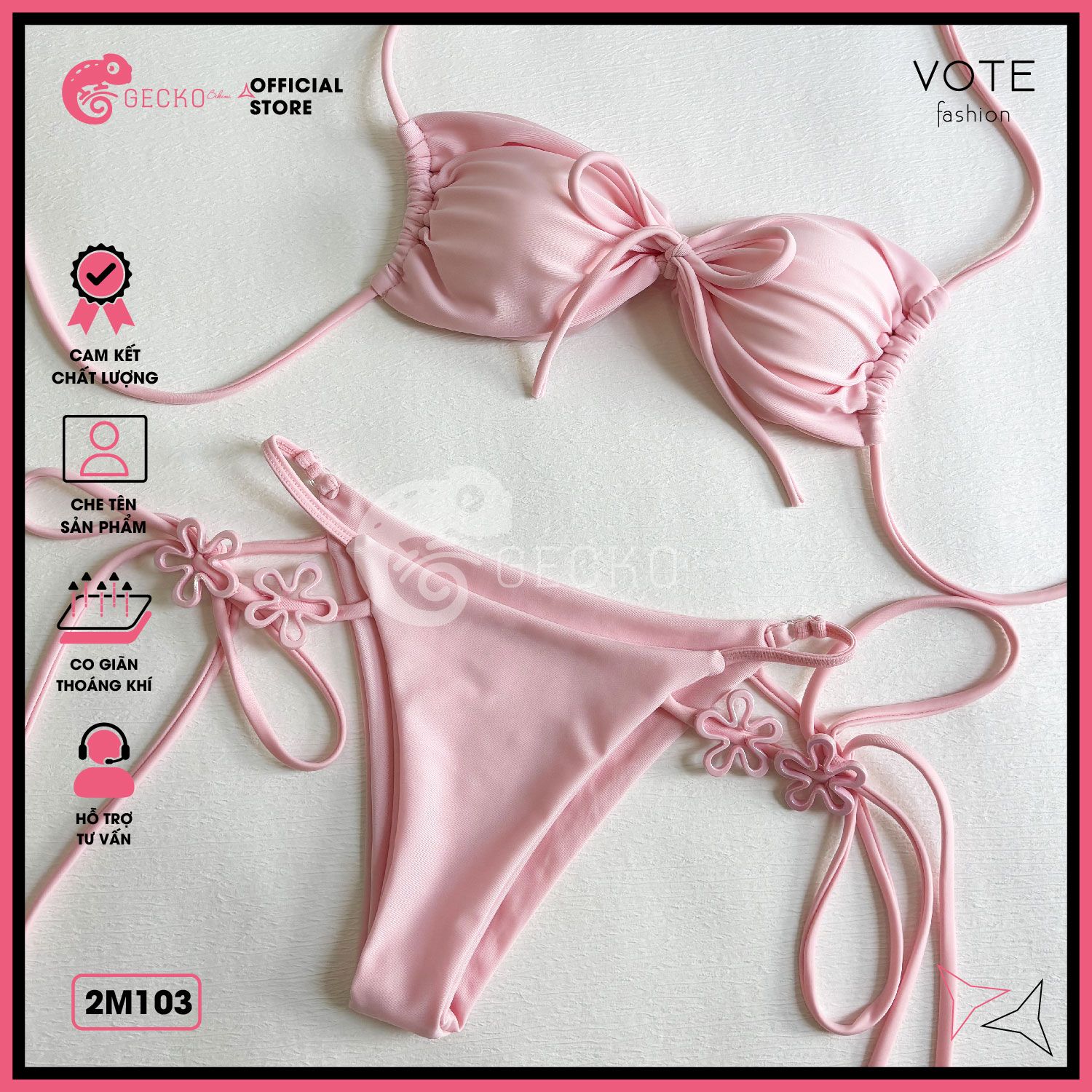  Bikini 2 Mảnh Mix Hoa Charm Dễ Thương GECKO 2M103 