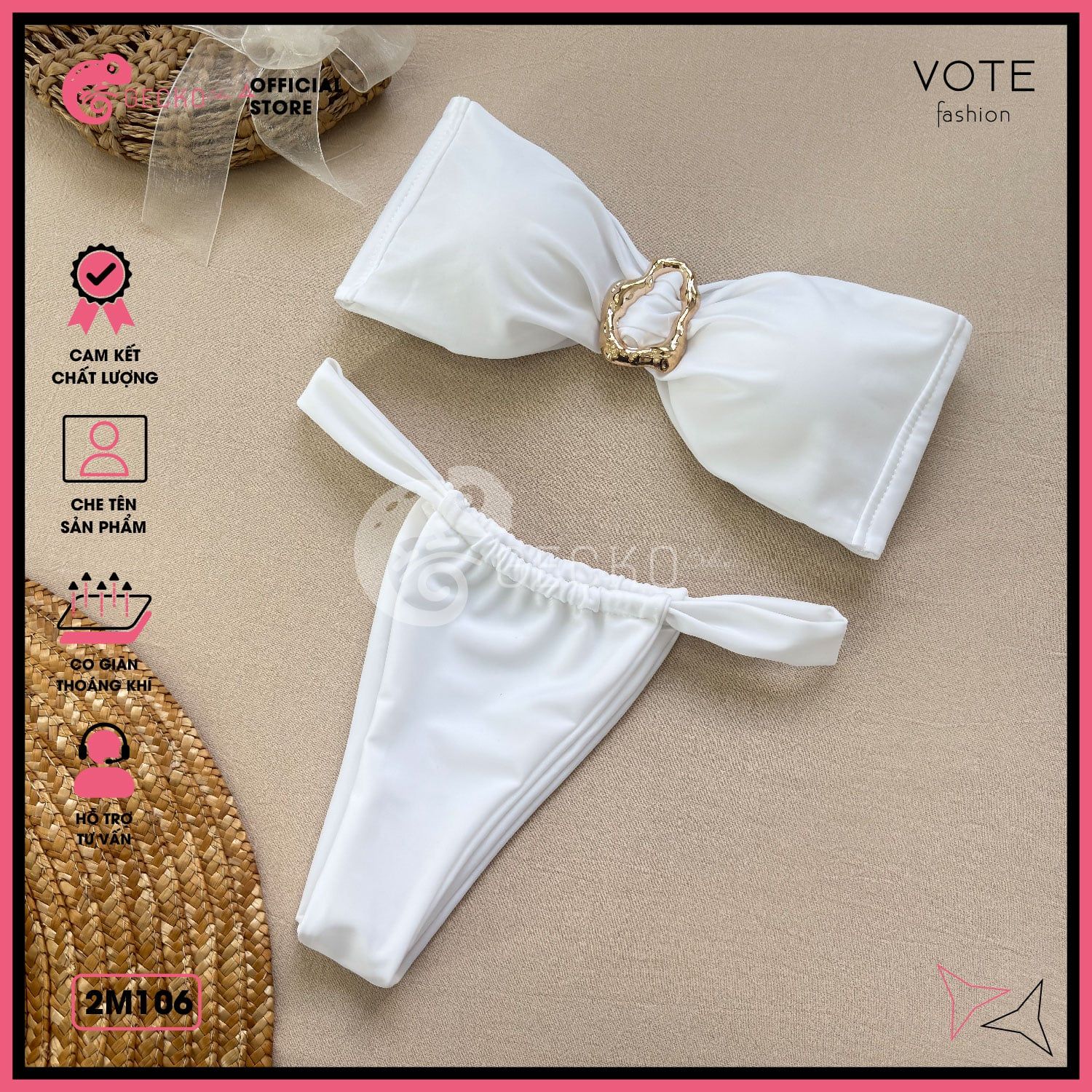  Bikini 2 Mảnh Áo Cúp Khoen Méo Quần Lotkhe Gợi Cảm GECKO 2M106 
